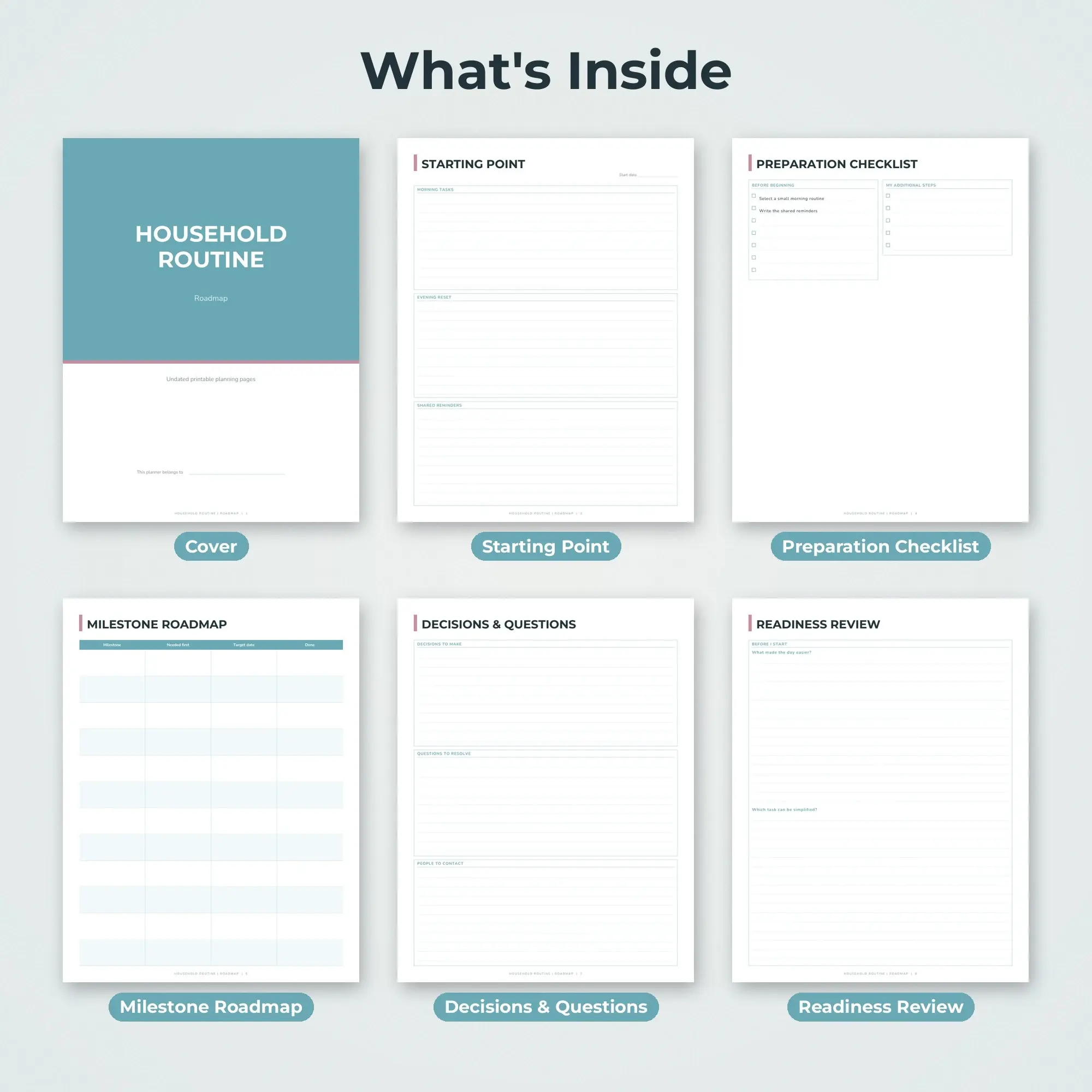 Household Routine Roadmap Planner PDF - Glacier, preview 2 of 2