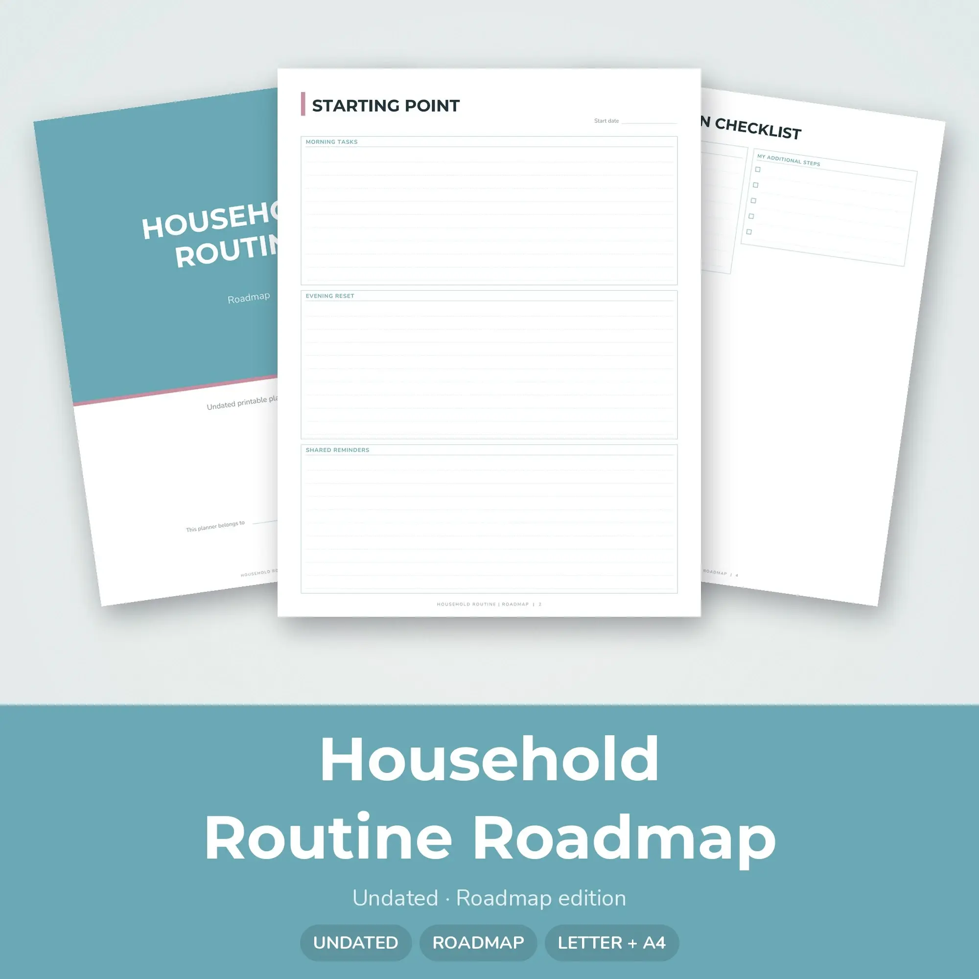 Household Routine Roadmap Planner PDF - Glacier, preview 1 of 2
