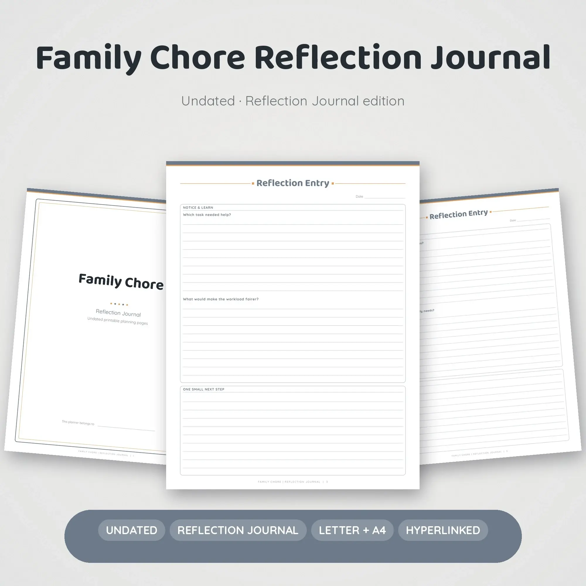 Family Chore Reflection Journal Planner PDF - Pewter preview