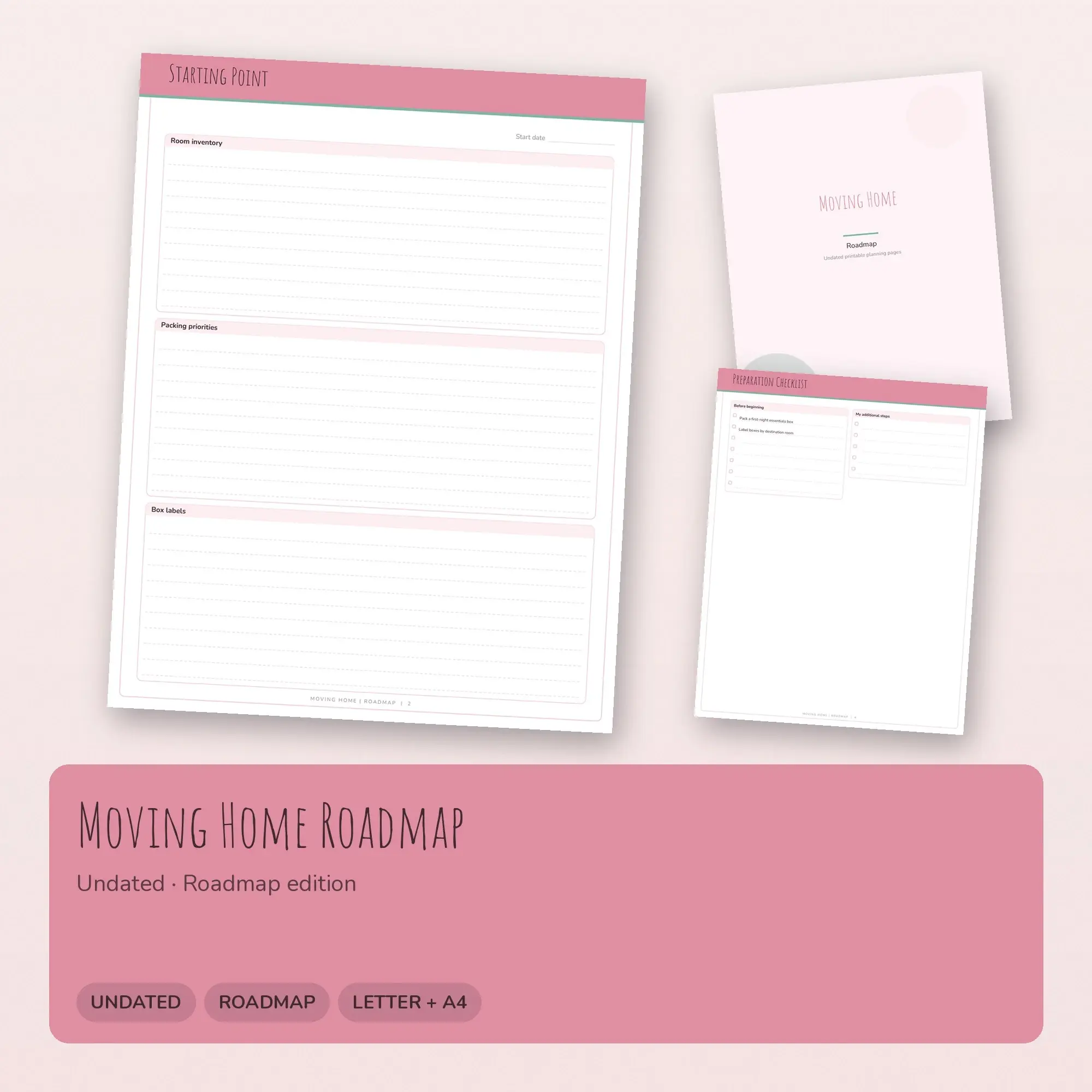 Moving Home Roadmap Planner PDF - Blush, preview 1 of 2