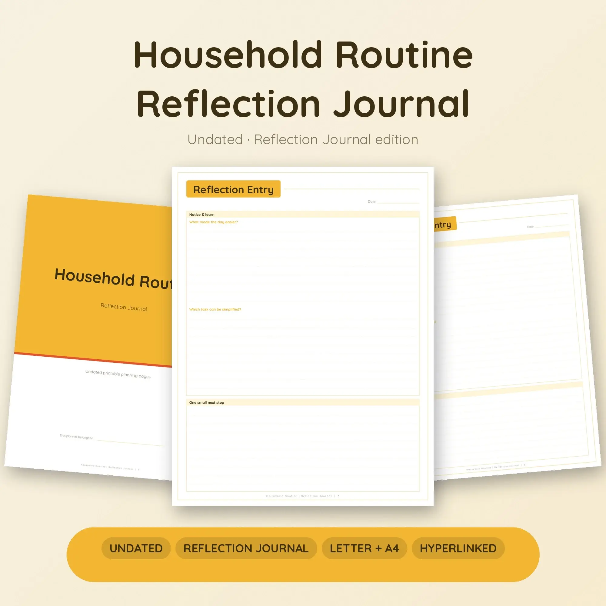 Household Routine Reflection Journal Planner PDF - Sunshine preview