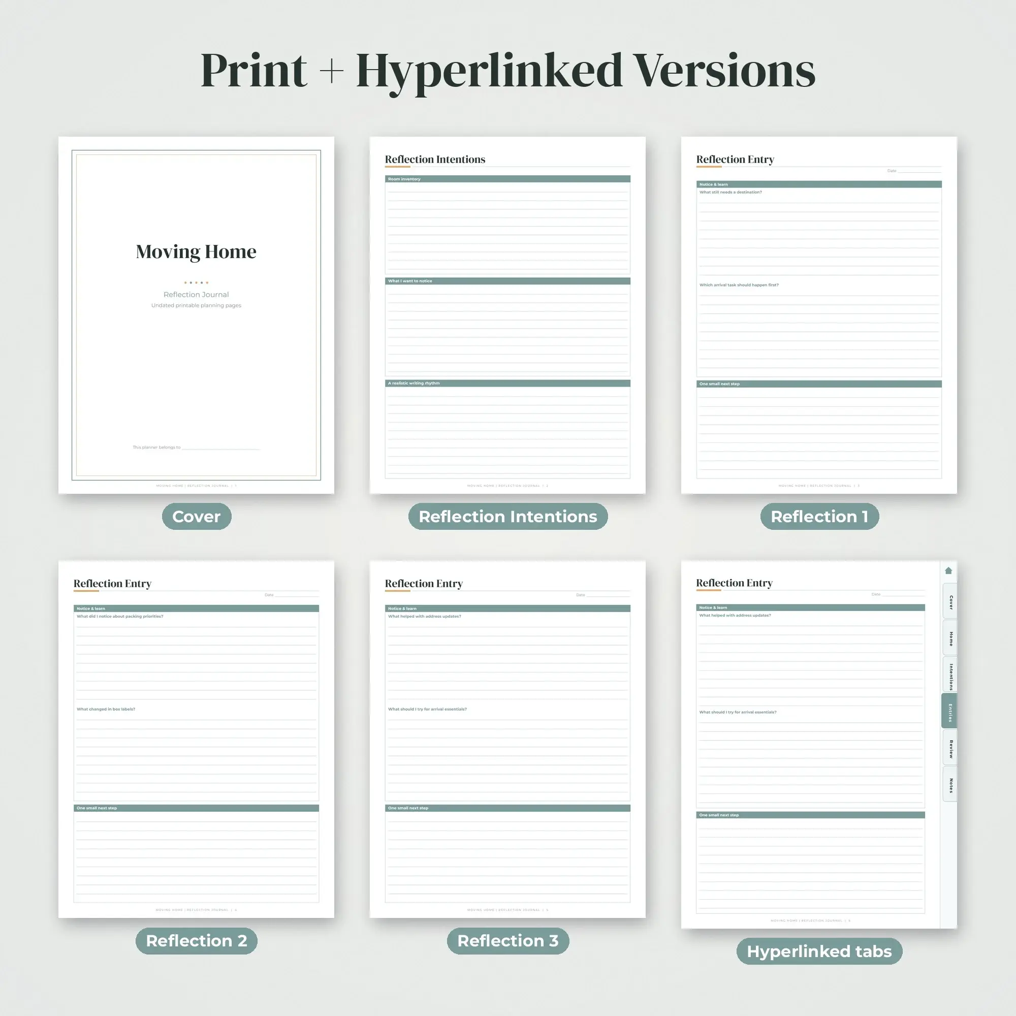 Moving Home Reflection Journal Planner PDF - Seafoam, preview 2 of 2
