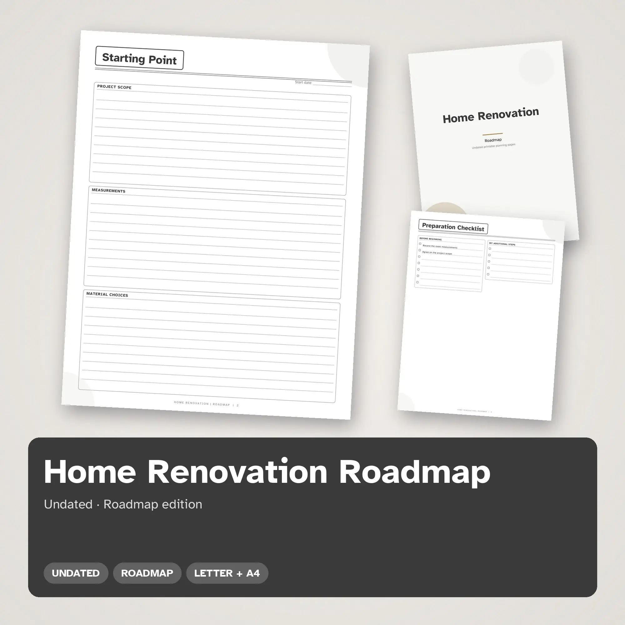 Home Renovation Roadmap Planner PDF - Charcoal preview