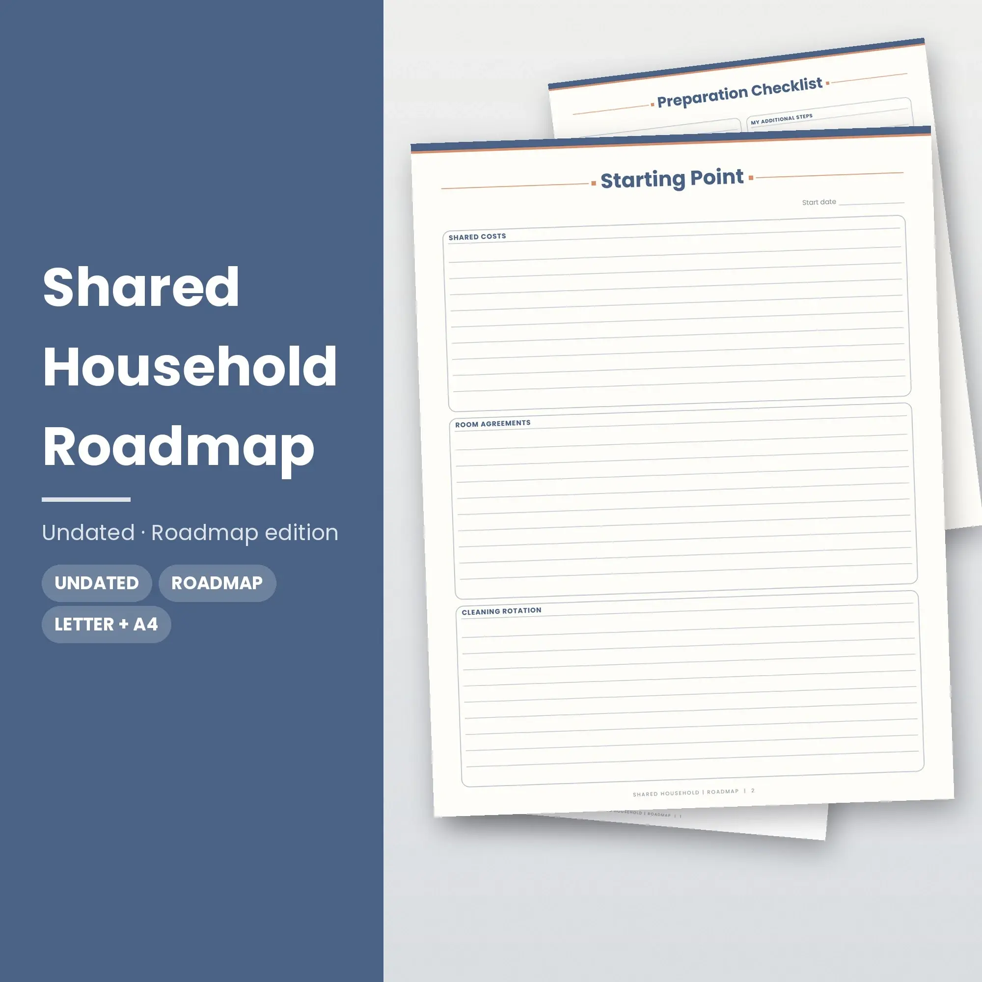 Shared Household Roadmap Planner PDF - Slate Blue preview
