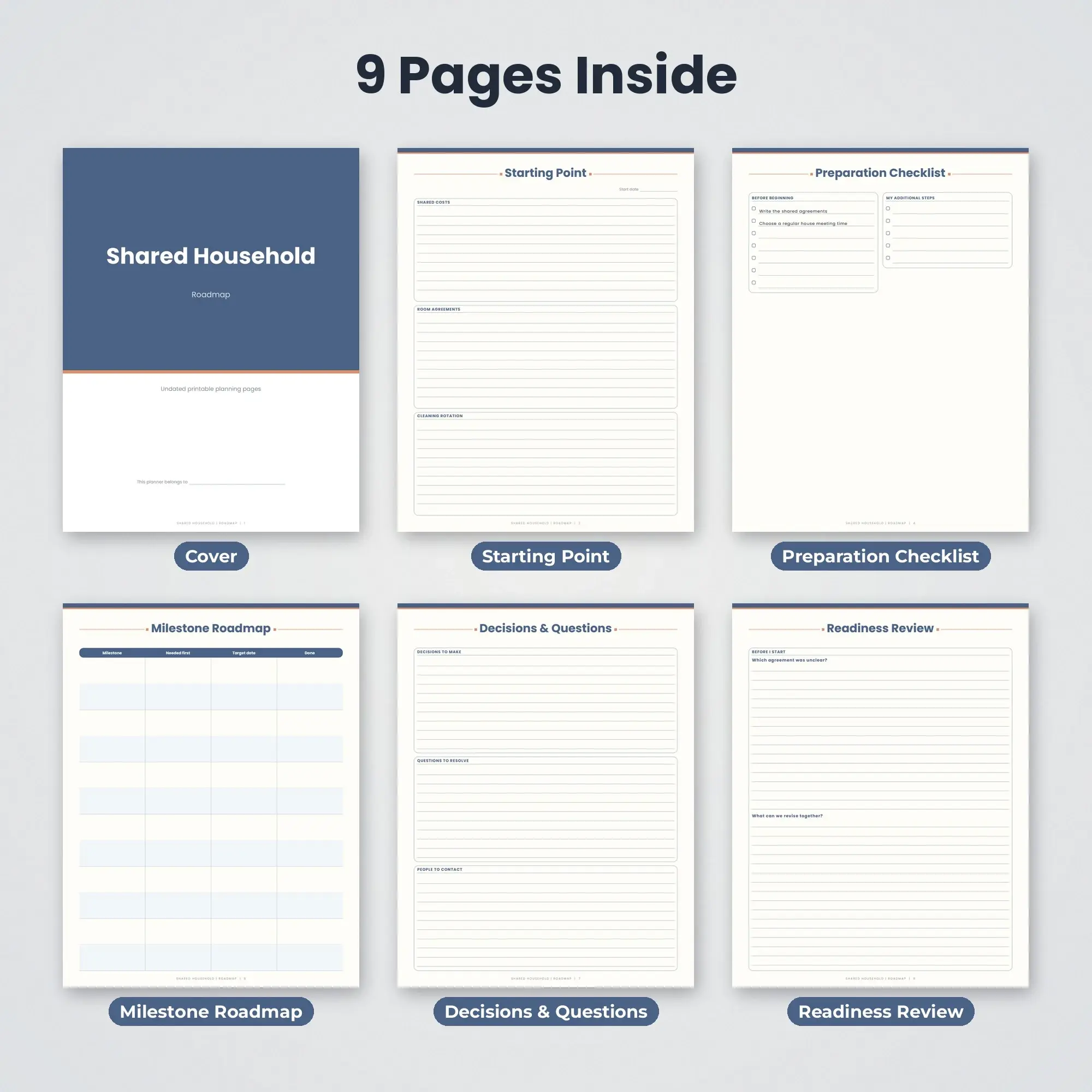 Shared Household Roadmap Planner PDF - Slate Blue, preview 2 of 2