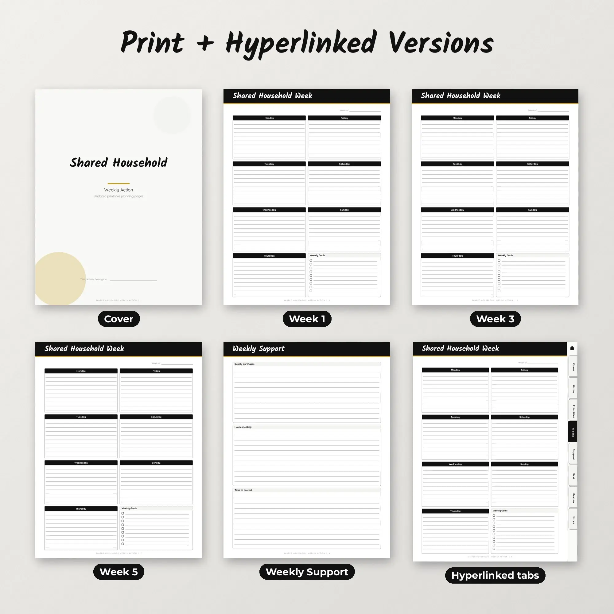Shared Household Weekly Action Planner PDF - Ink Black, preview 2 of 2