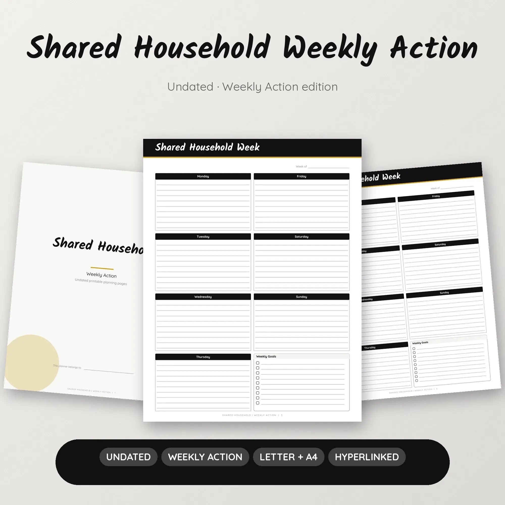 Shared Household Weekly Action Planner PDF - Ink Black, preview 1 of 2