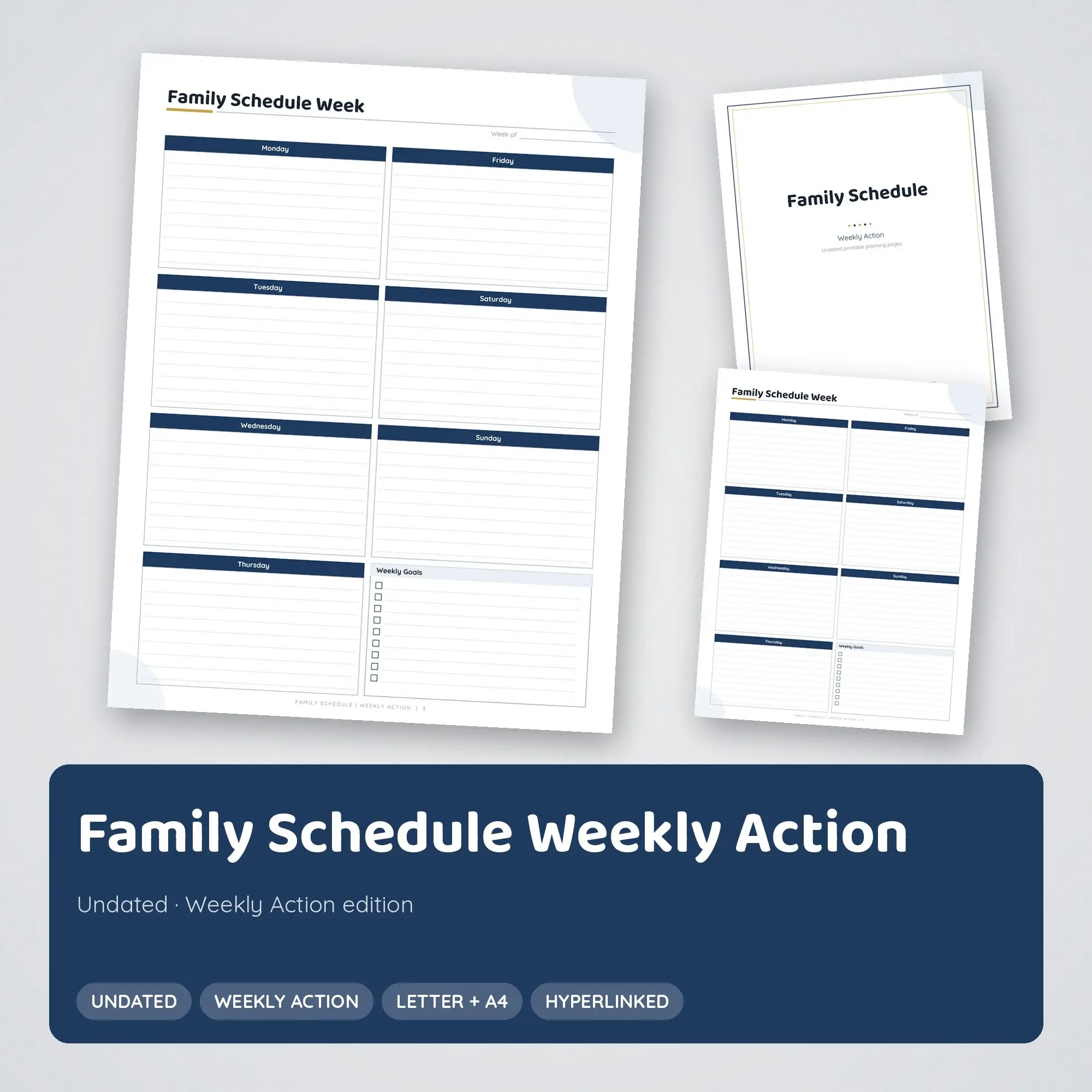 Family Schedule Weekly Action Planner PDF - Navy preview