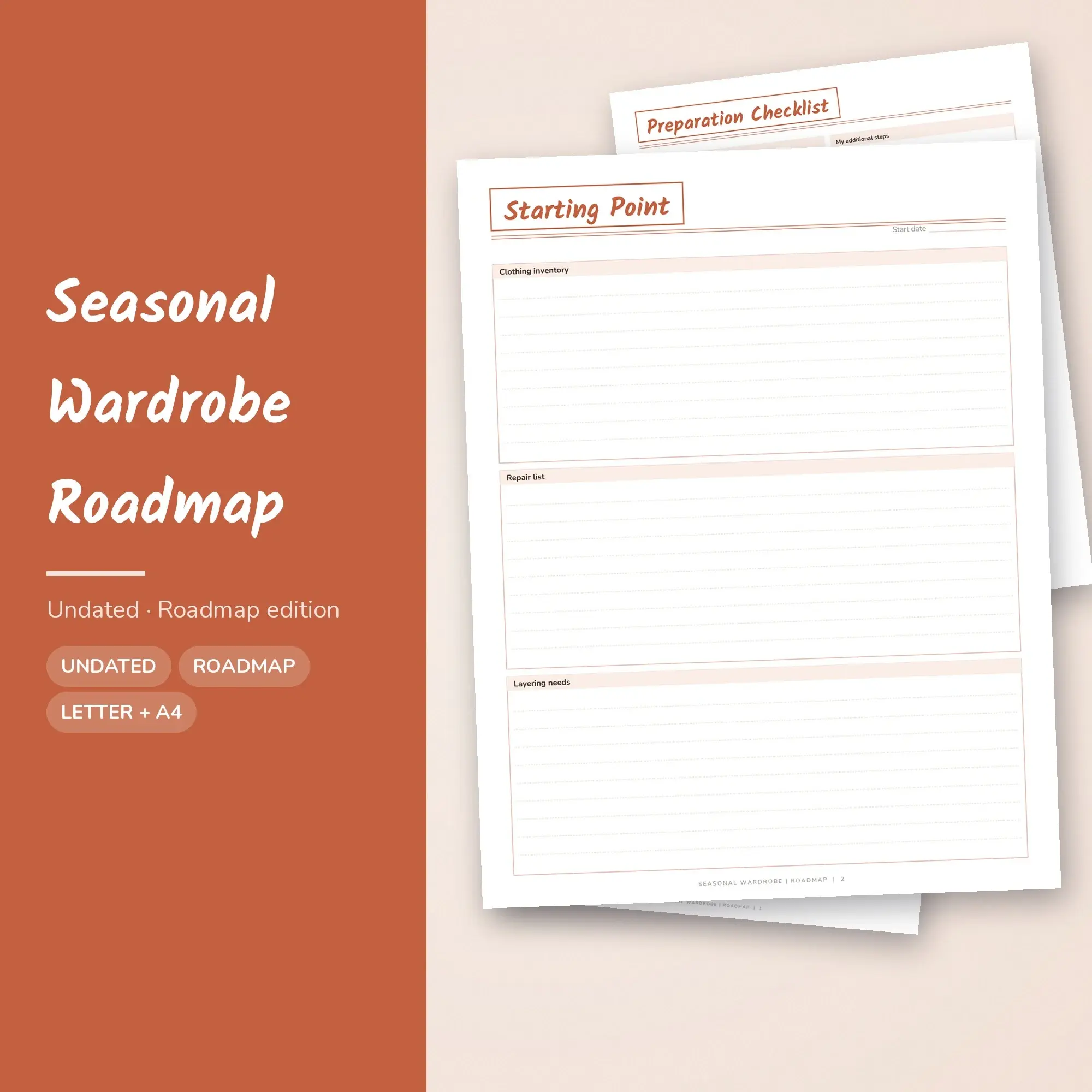 Seasonal Wardrobe Roadmap Planner PDF - Terracotta preview