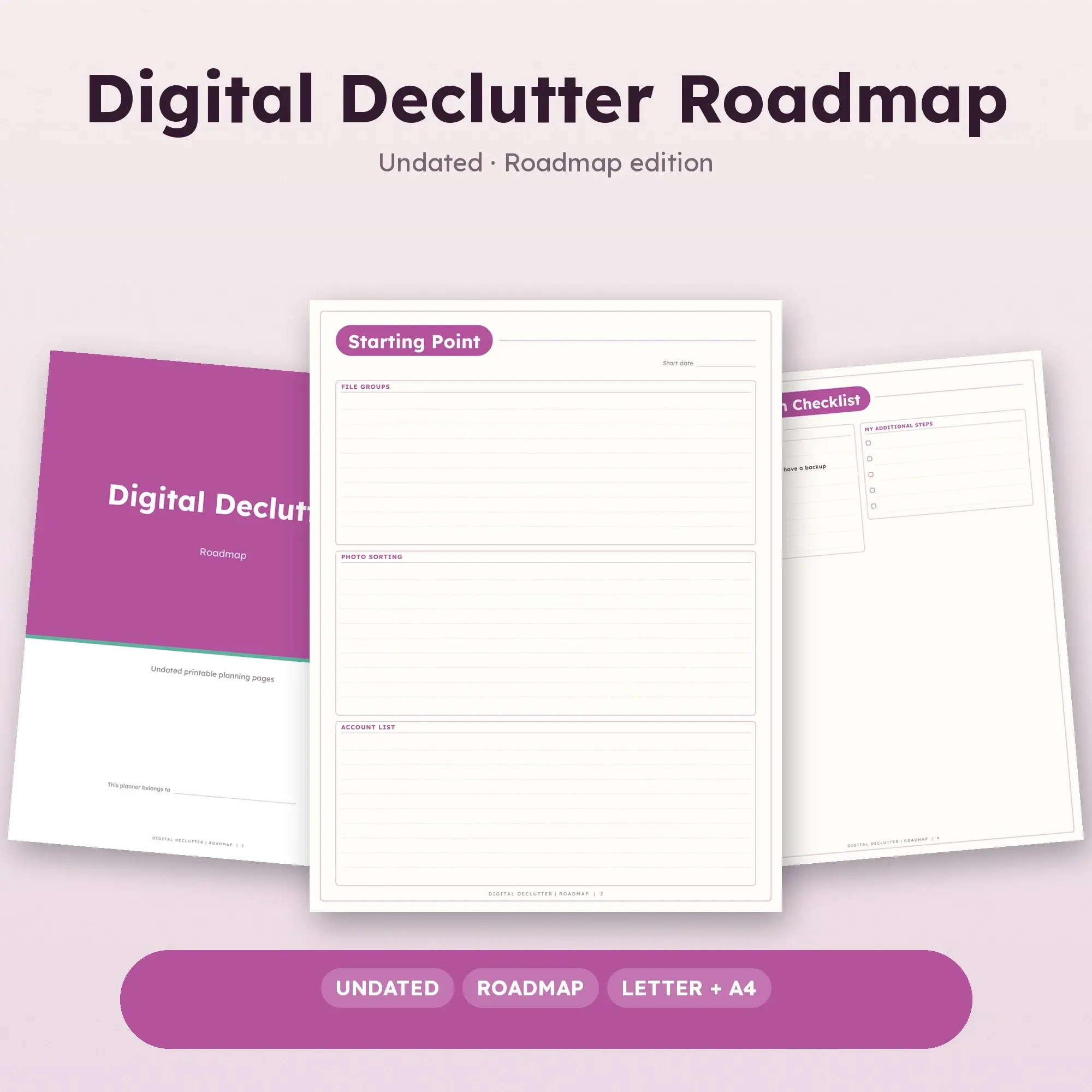 Digital Declutter Roadmap Planner PDF - Orchid preview