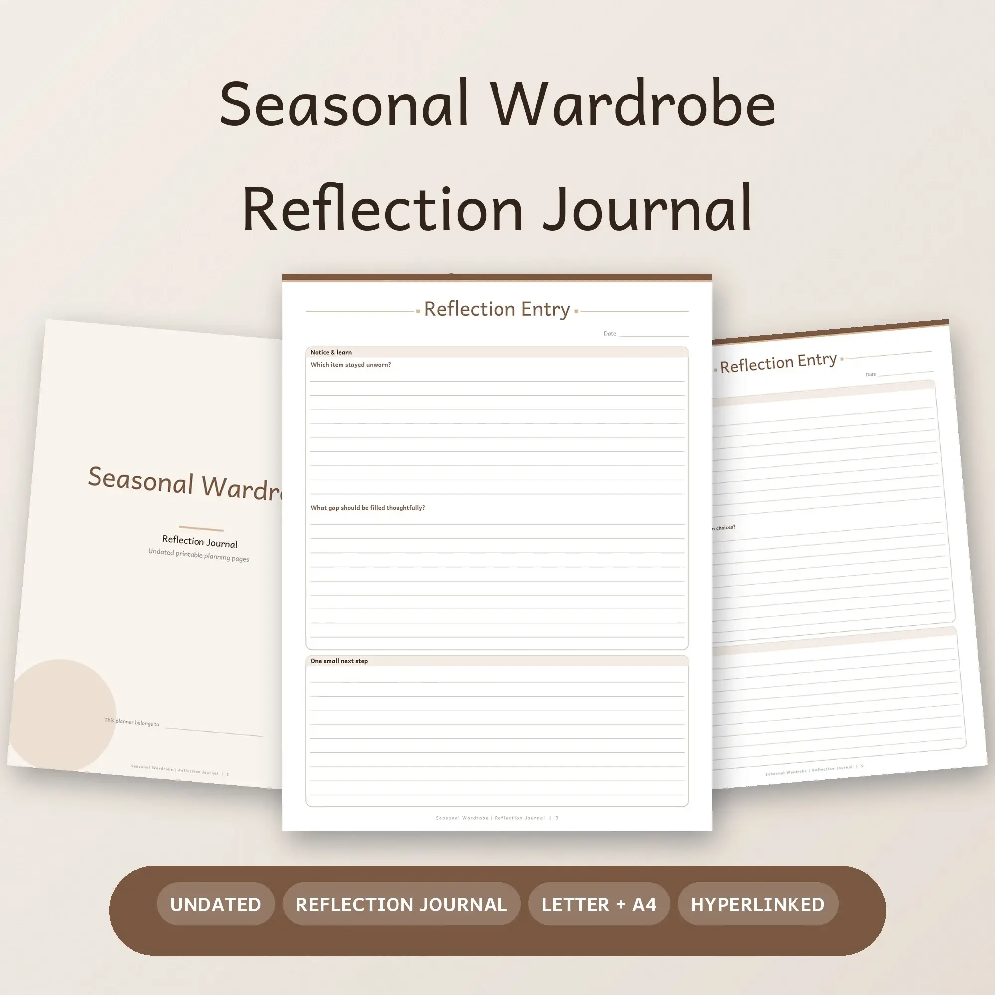 Seasonal Wardrobe Reflection Journal Planner PDF - Cocoa preview