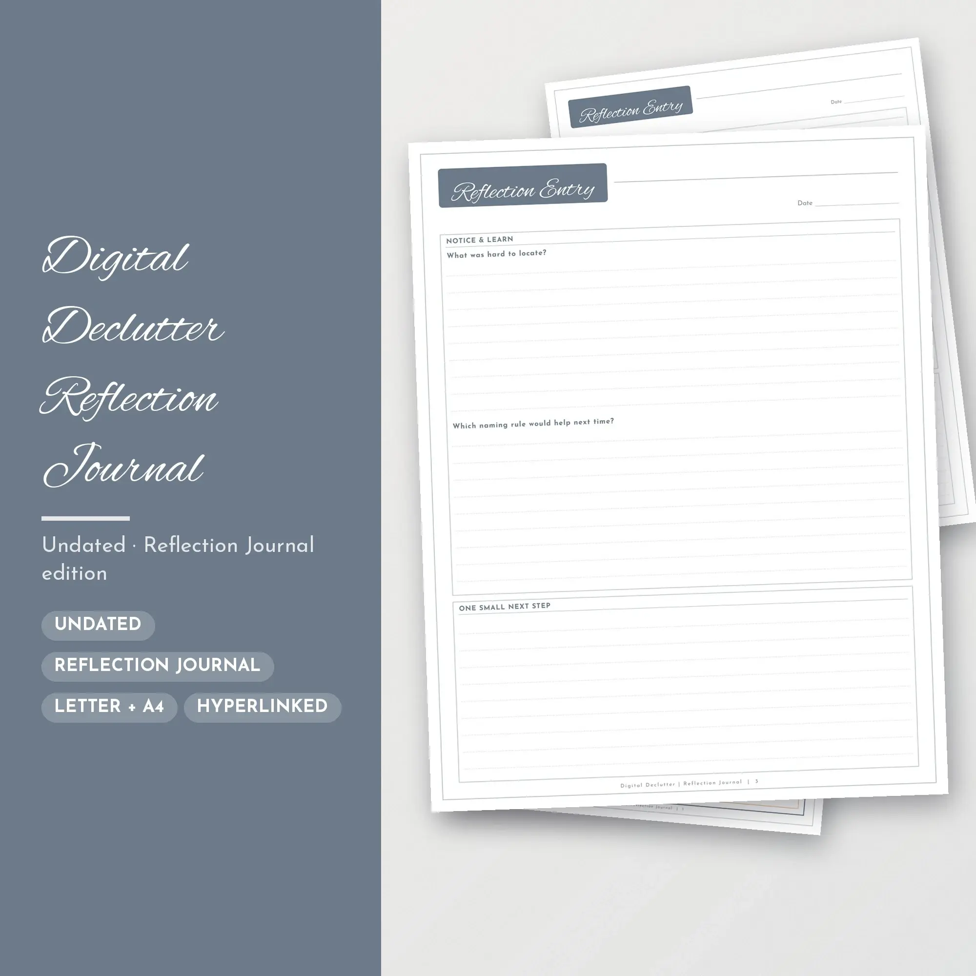 Digital Declutter Reflection Journal Planner PDF - Pewter preview