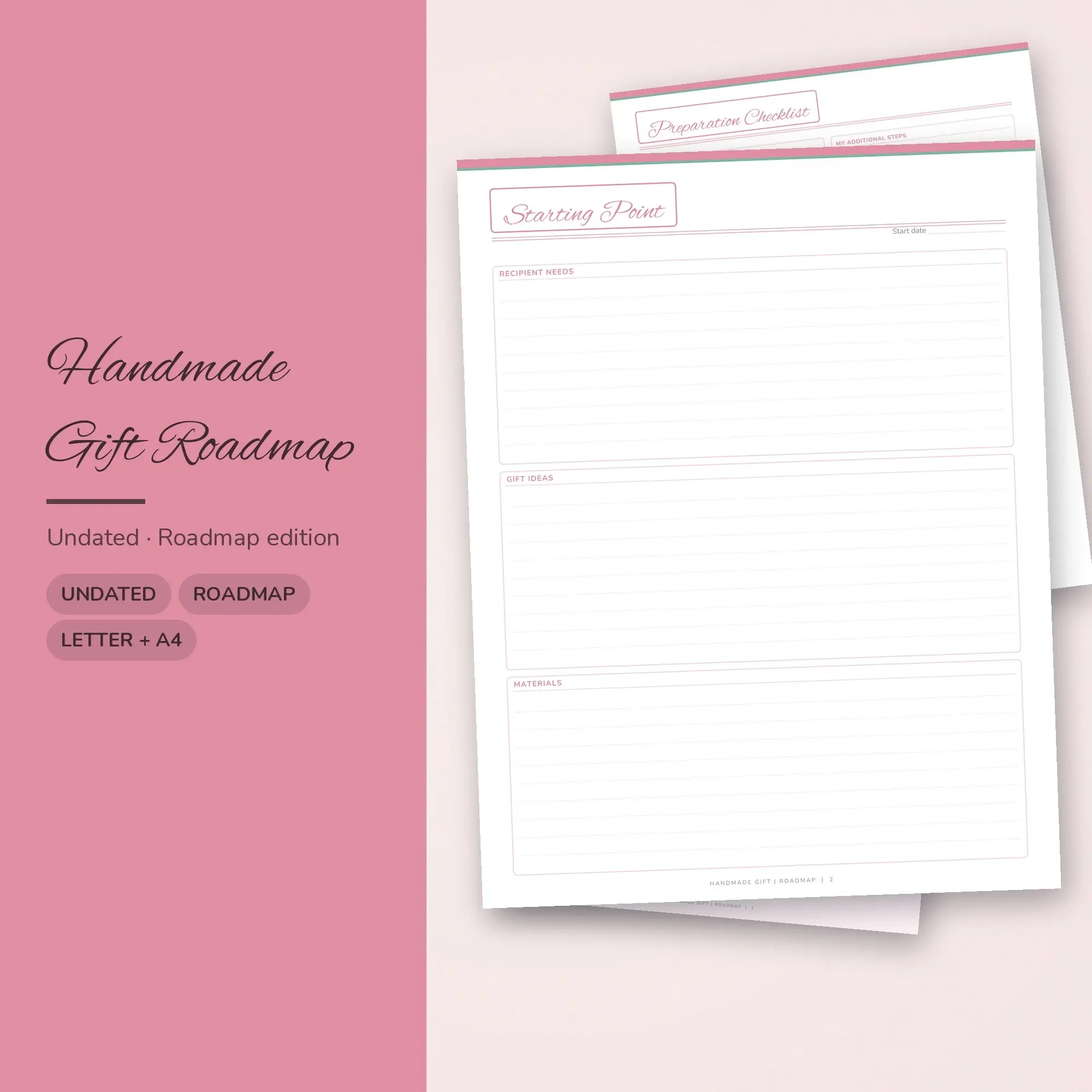 Handmade Gift Roadmap Planner PDF - Blush preview