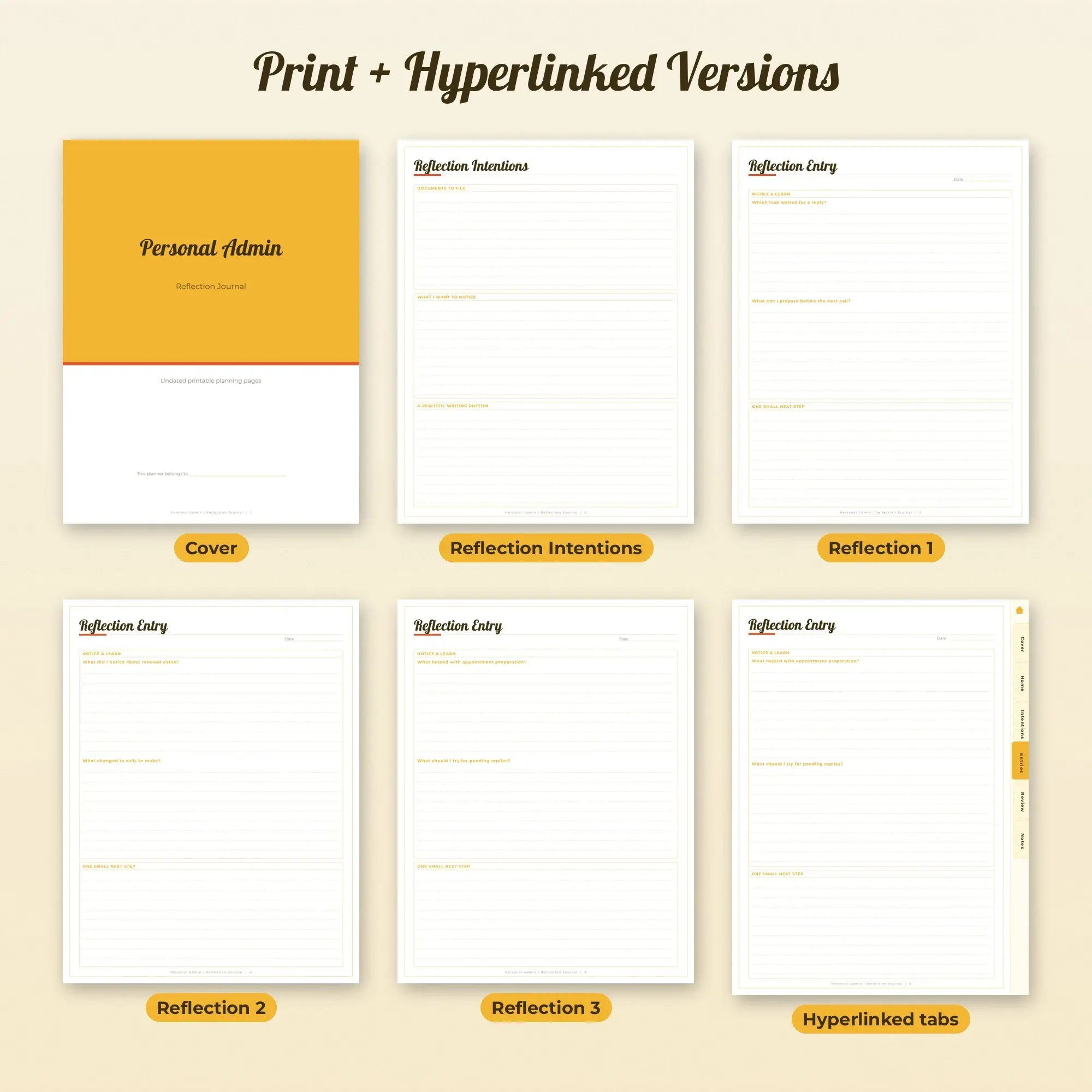 Personal Admin Reflection Journal Planner PDF - Sunshine, preview 2 of 2