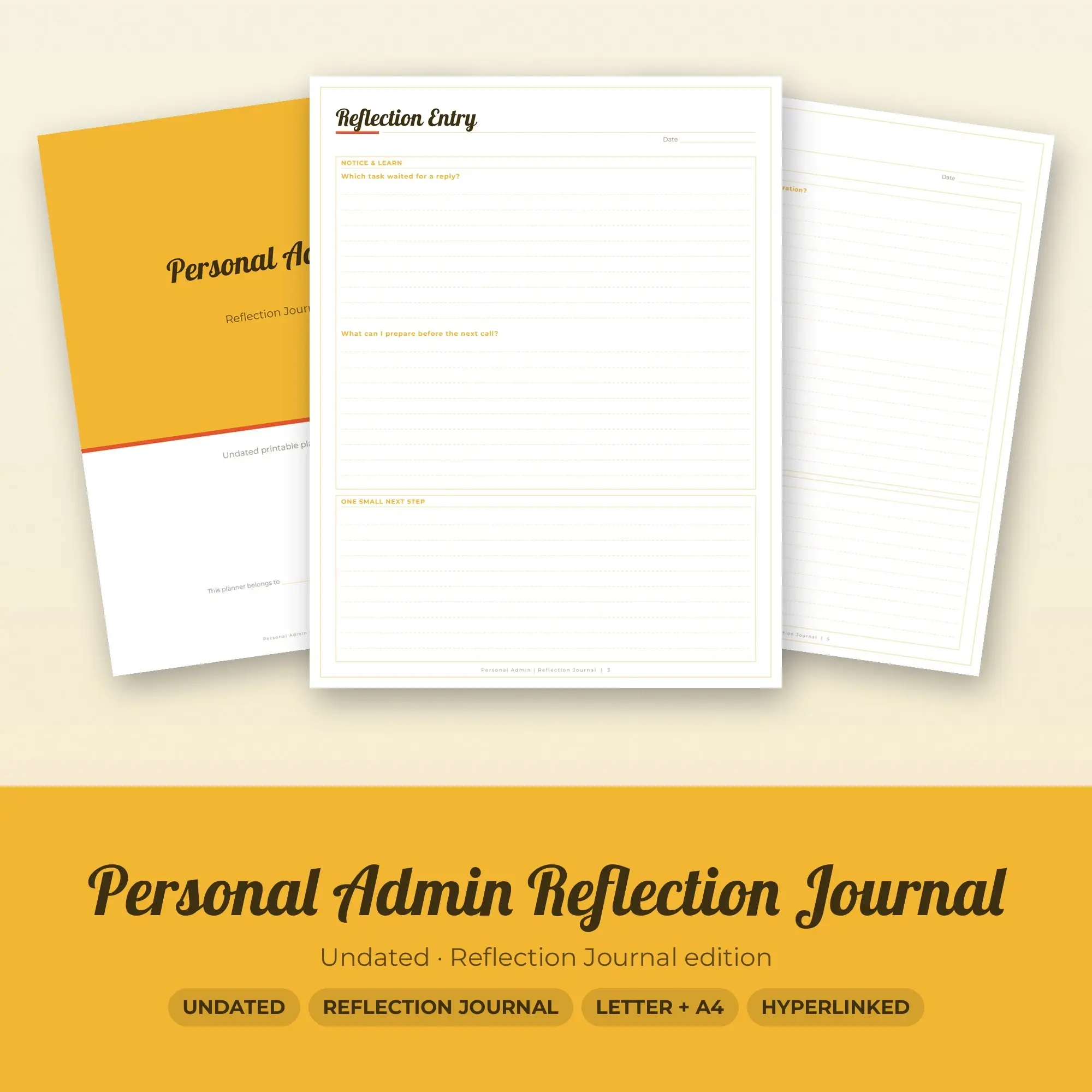 Personal Admin Reflection Journal Planner PDF - Sunshine preview