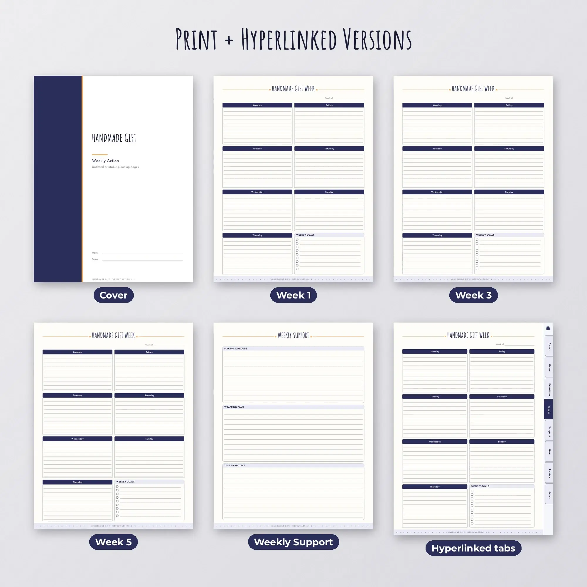 Handmade Gift Weekly Action Planner PDF - Midnight, preview 2 of 2
