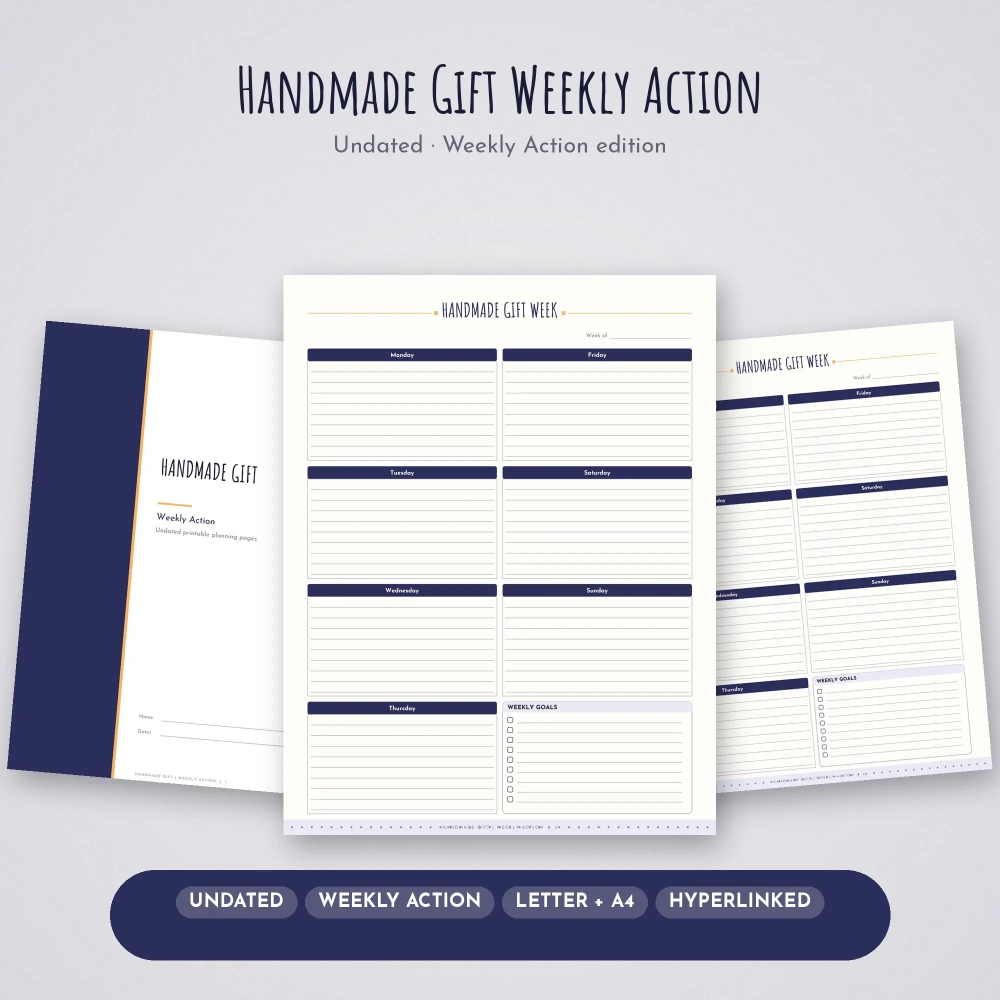 Handmade Gift Weekly Action Planner PDF - Midnight preview