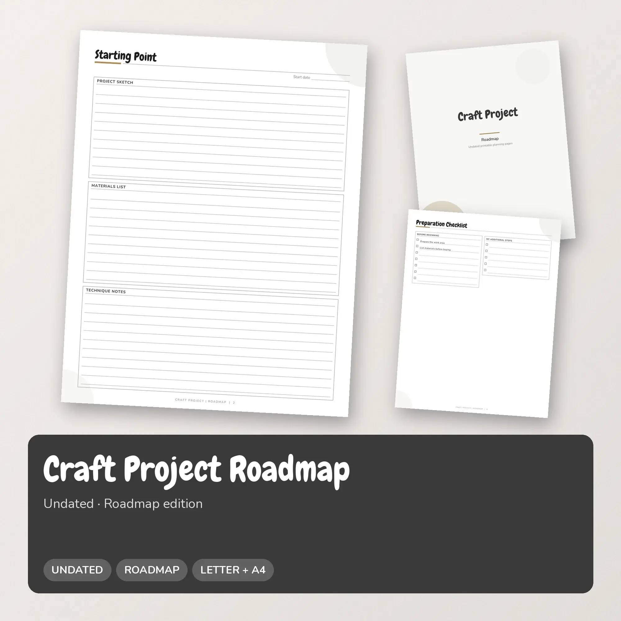 Craft Project Roadmap Planner PDF - Charcoal preview