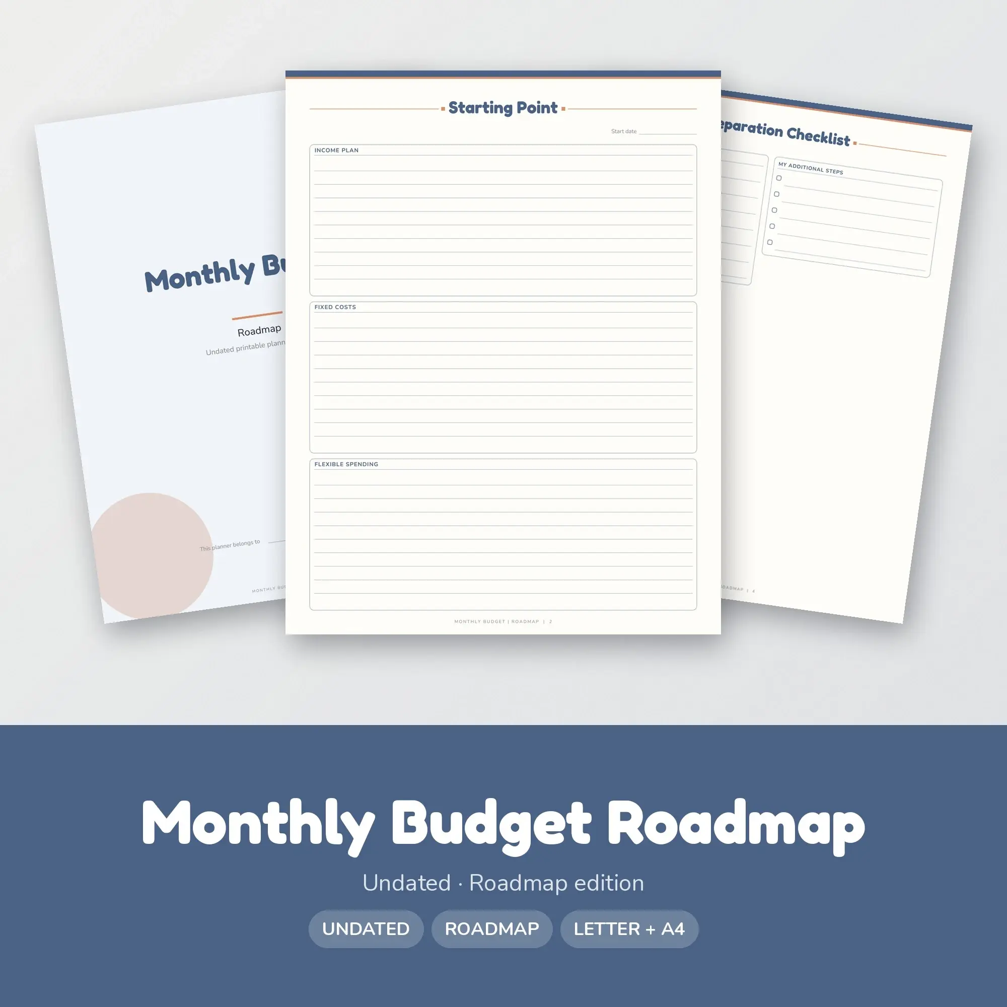 Monthly Budget Roadmap Planner PDF - Slate Blue preview