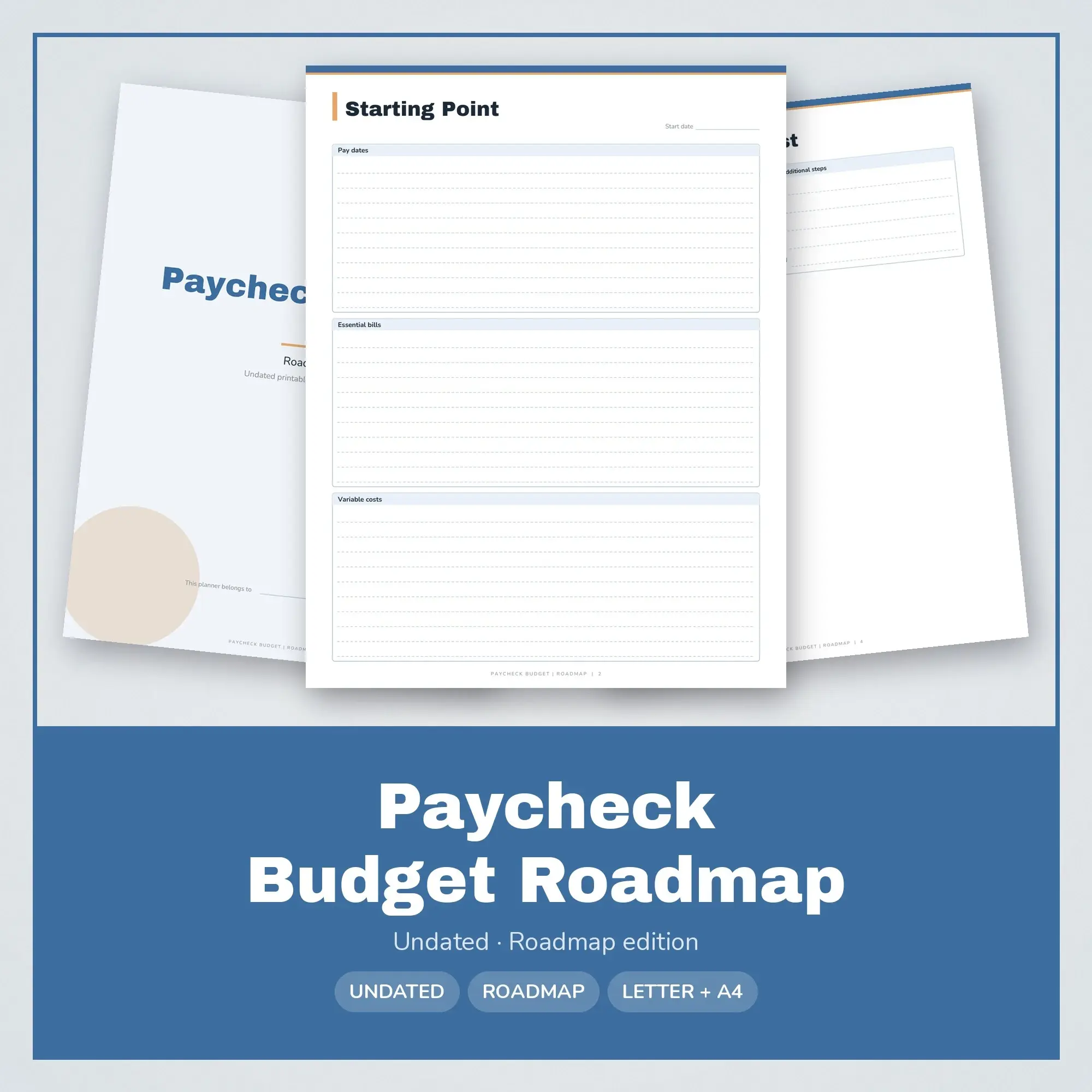 Paycheck Budget Roadmap Planner PDF - Denim preview