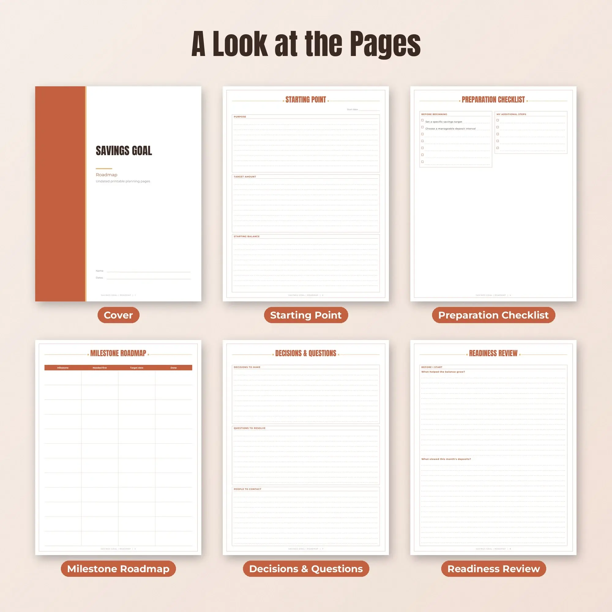 Savings Goal Roadmap Planner PDF - Terracotta, preview 2 of 2