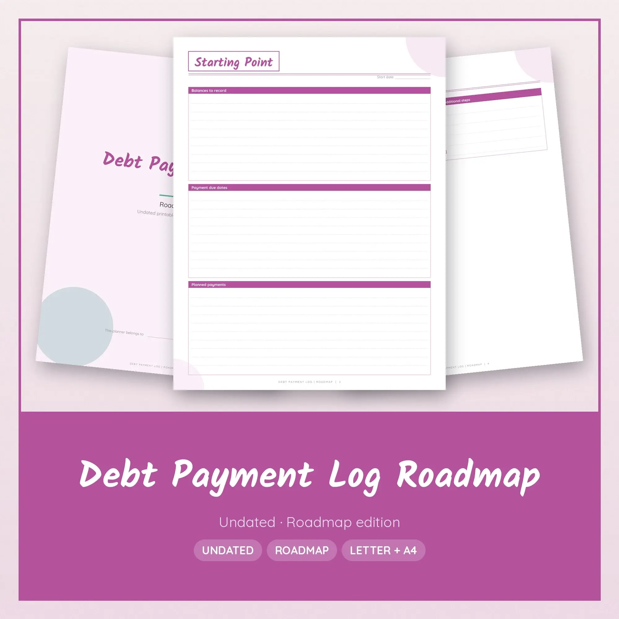 Debt Payment Log Roadmap Planner PDF - Orchid preview