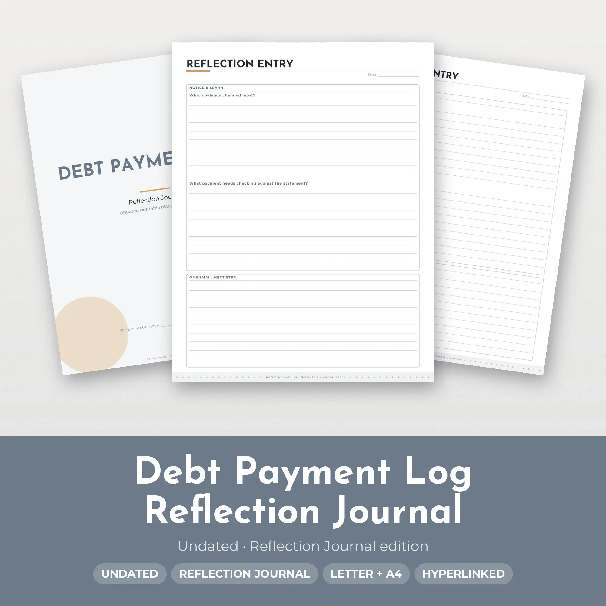 Debt Payment Log Reflection Journal Planner PDF - Pewter preview