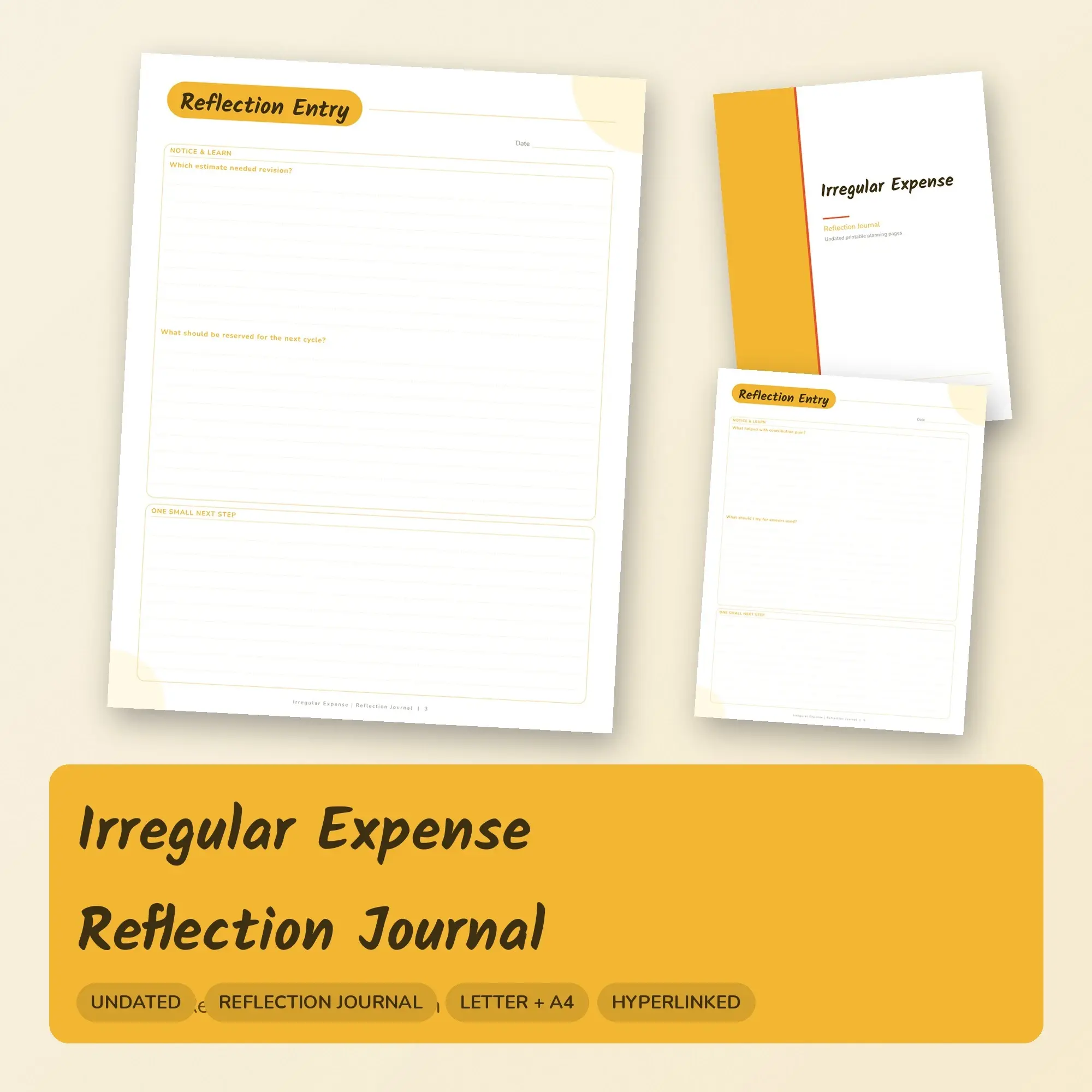 Irregular Expense Reflection Journal Planner PDF - Sunshine preview