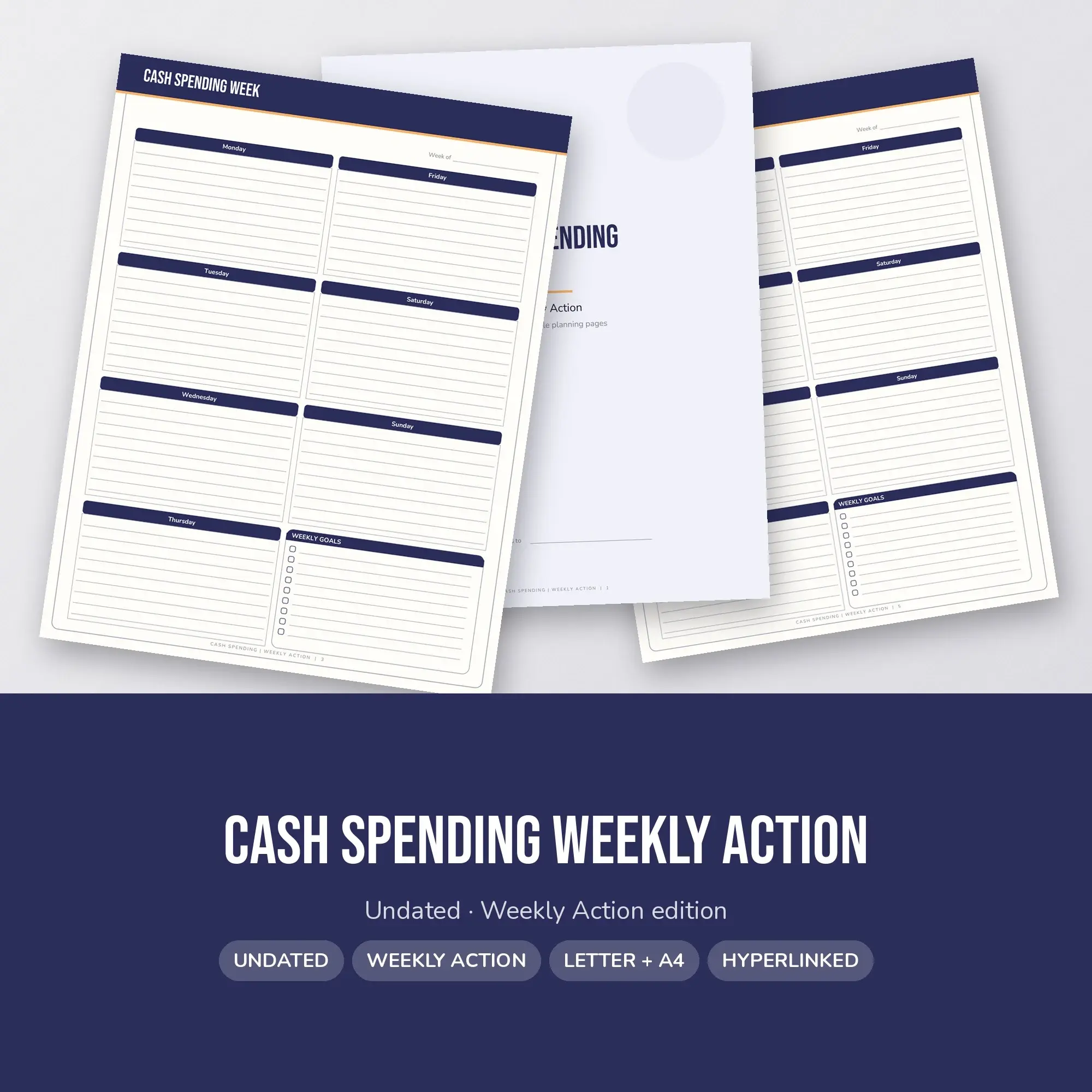 Cash Spending Weekly Action Planner PDF - Midnight preview