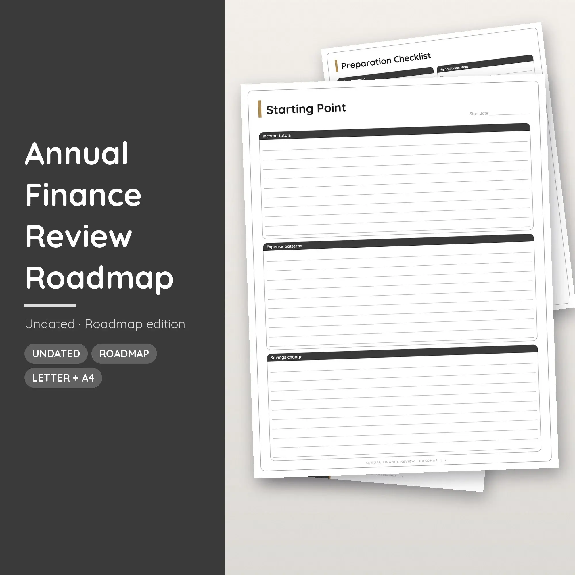 Annual Finance Review Roadmap Planner PDF - Charcoal preview