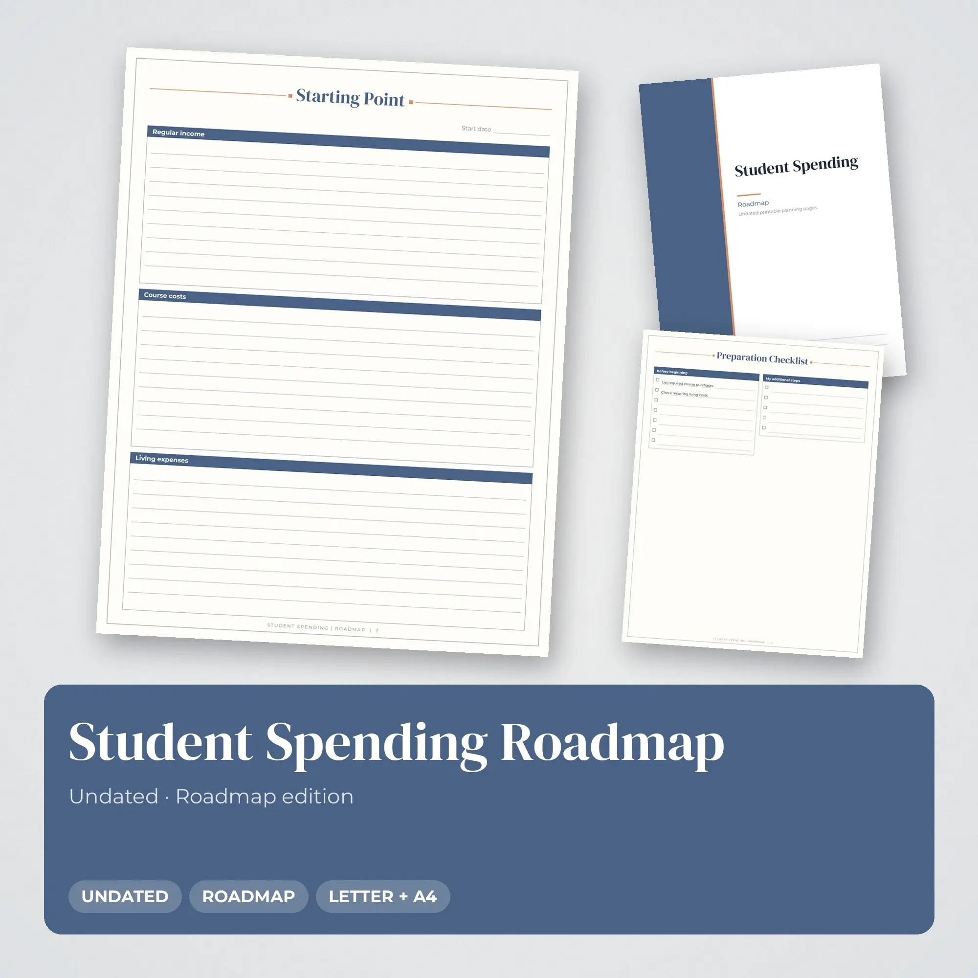 Student Spending Roadmap Planner PDF - Slate Blue preview