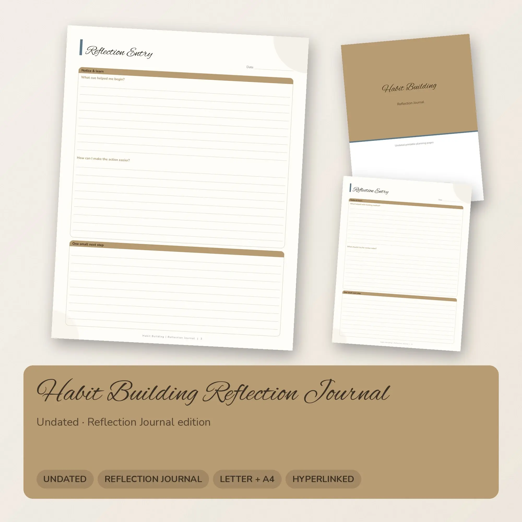 Habit Building Reflection Journal Planner PDF - Sand preview