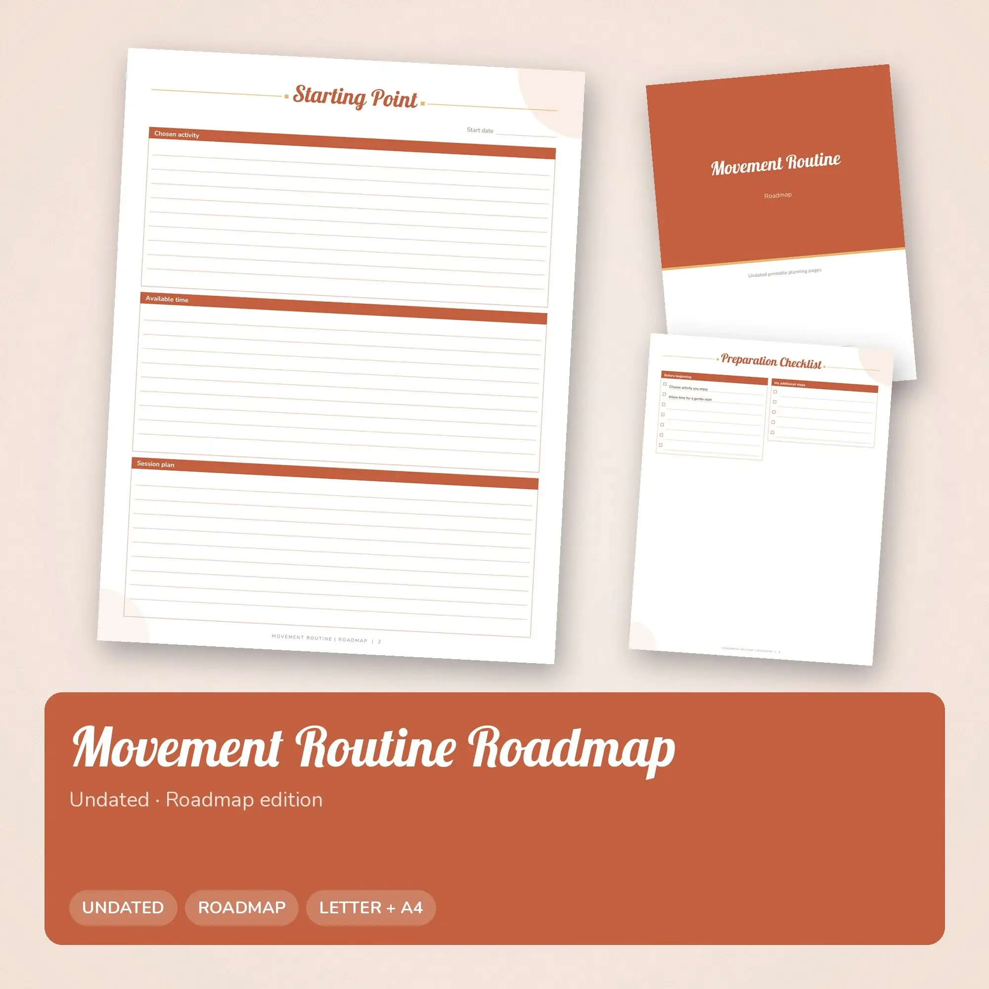 Movement Routine Roadmap Planner PDF - Terracotta preview