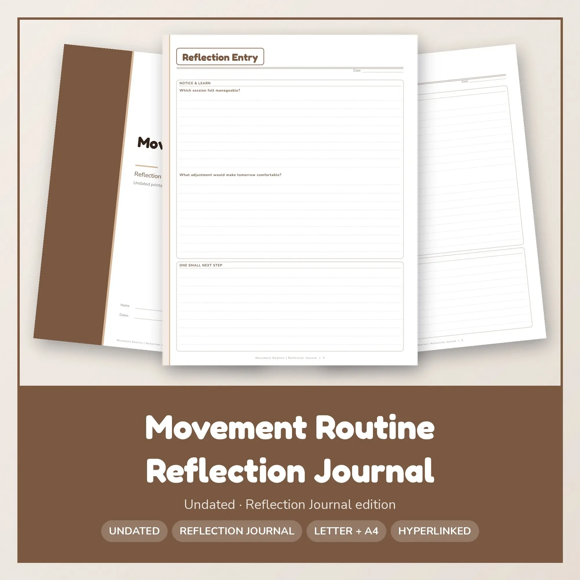 Movement Routine Reflection Journal Planner PDF - Cocoa preview