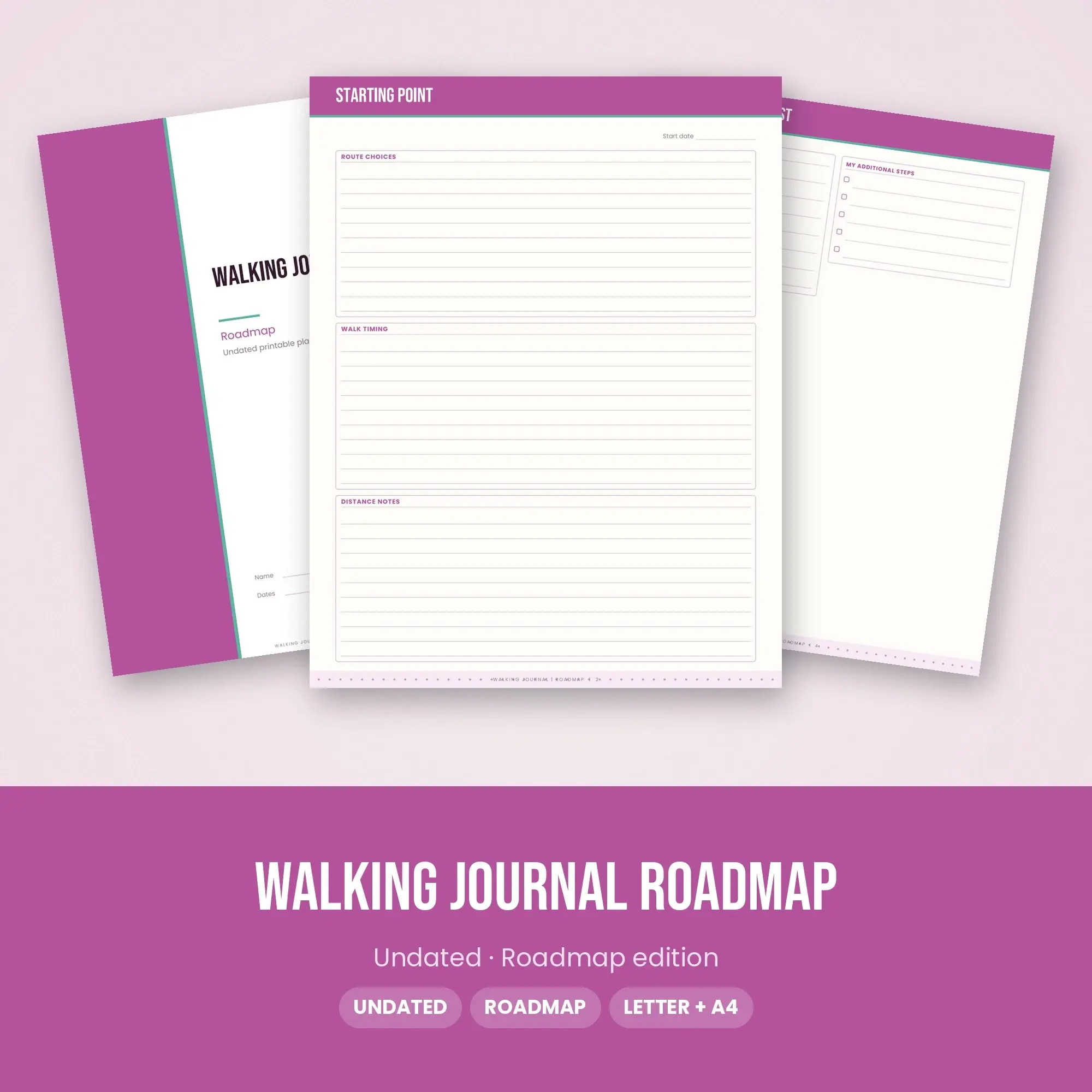 Walking Journal Roadmap Planner PDF - Orchid preview