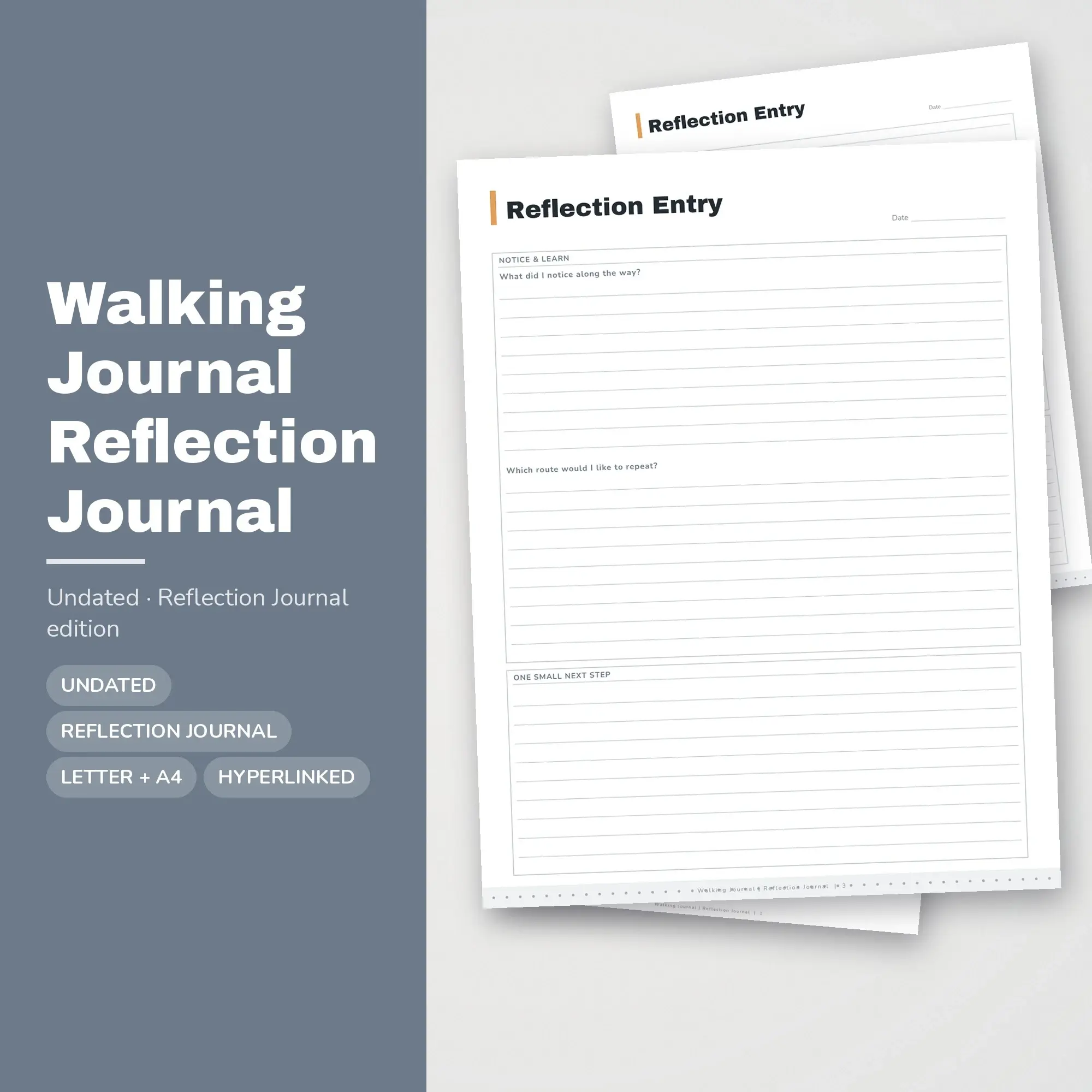 Walking Journal Reflection Journal Planner PDF - Pewter preview