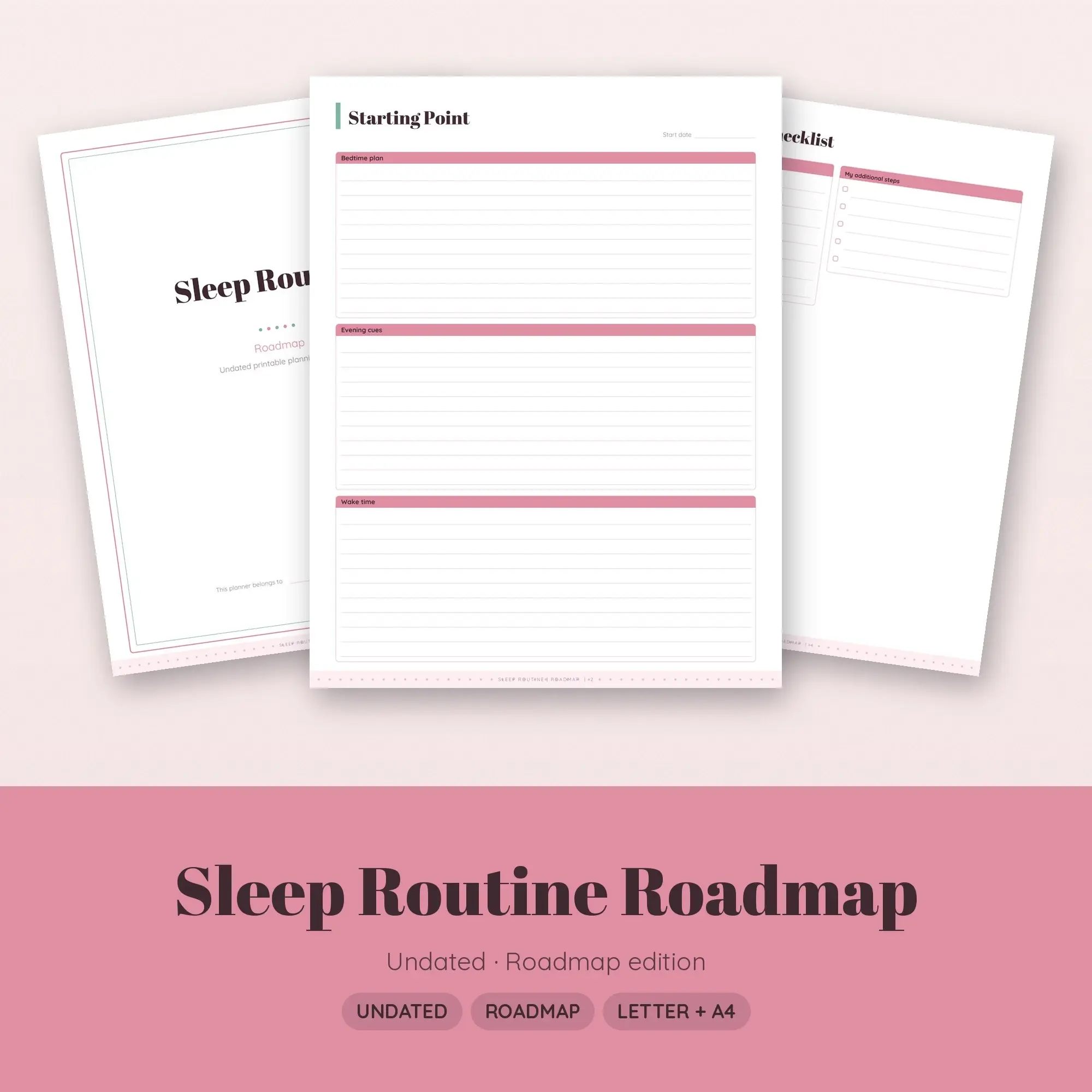 Sleep Routine Roadmap Planner PDF - Blush preview