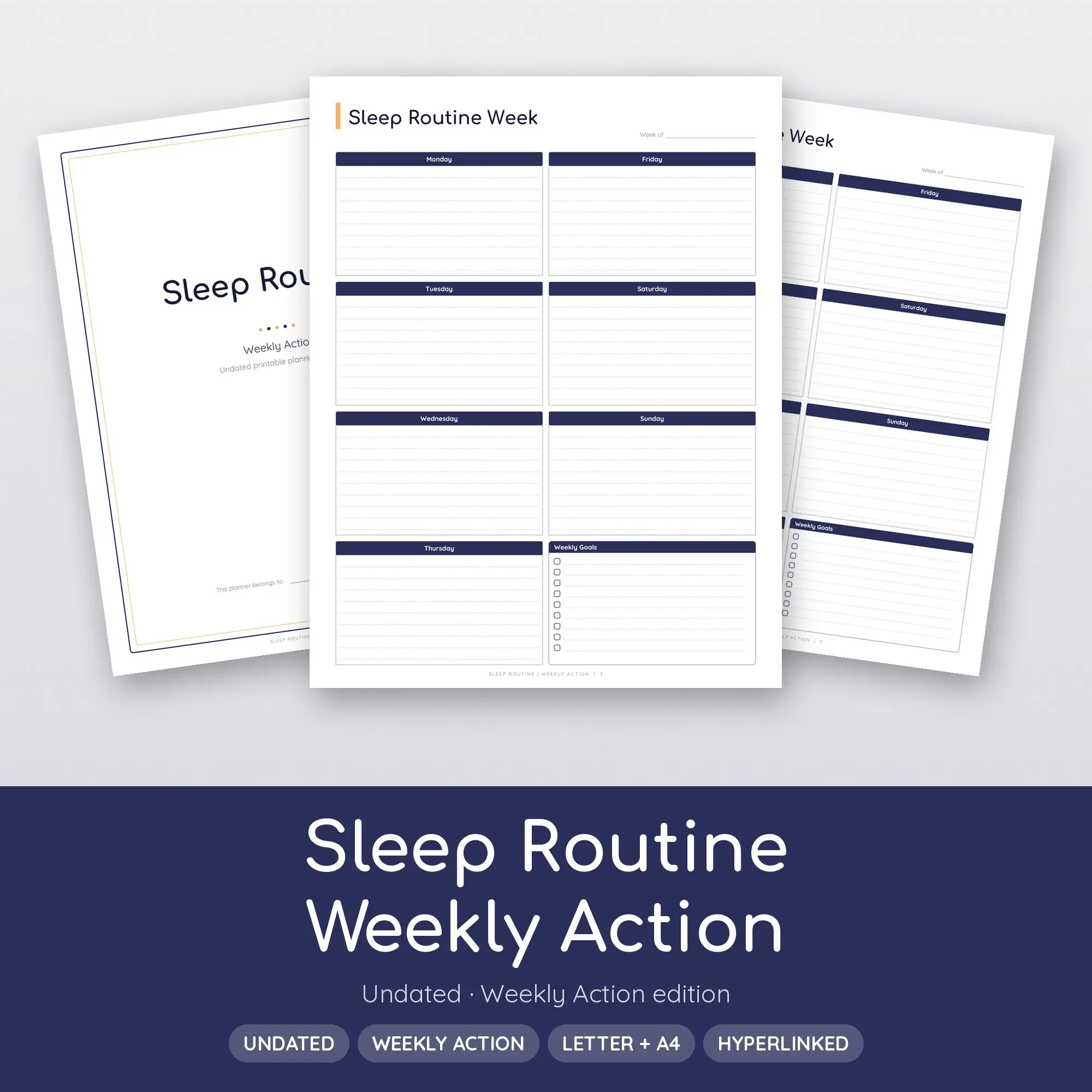 Sleep Routine Weekly Action Planner PDF - Midnight preview