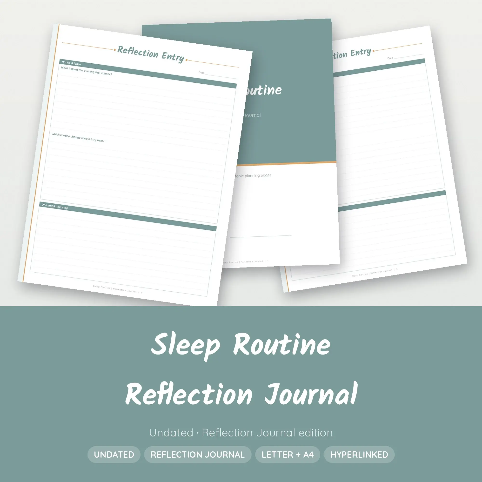 Sleep Routine Reflection Journal Planner PDF - Seafoam preview