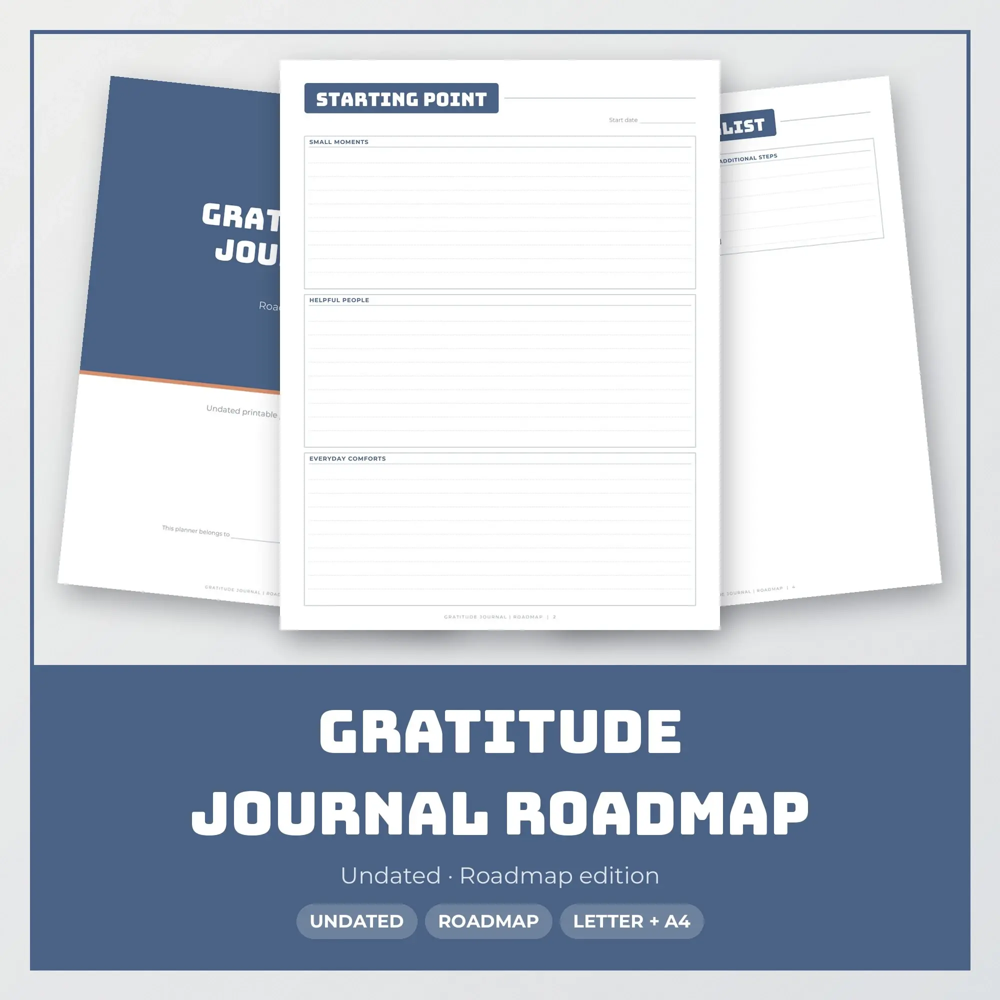 Gratitude Journal Roadmap Planner PDF - Slate Blue preview