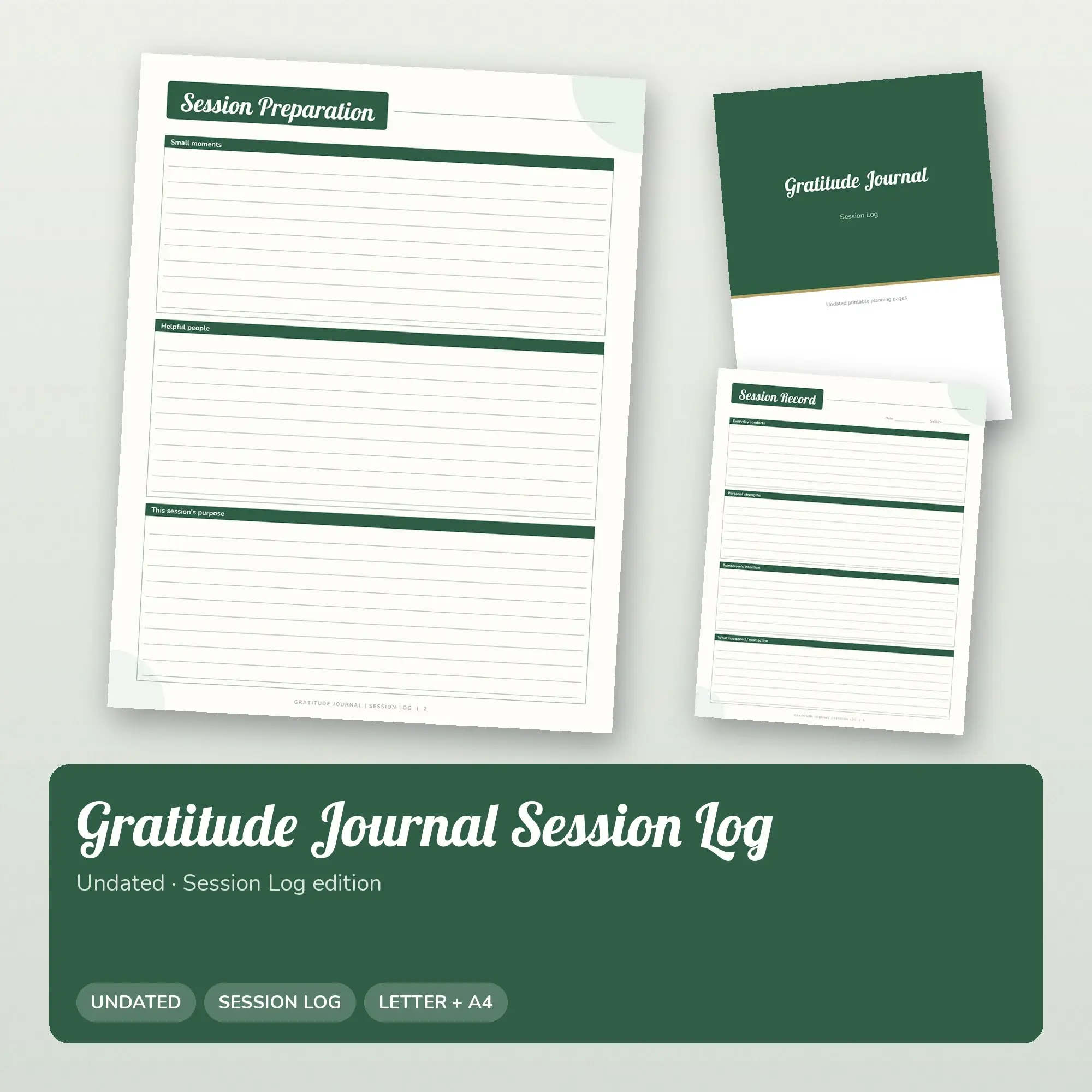 Gratitude Journal Session Log Planner PDF - Forest preview