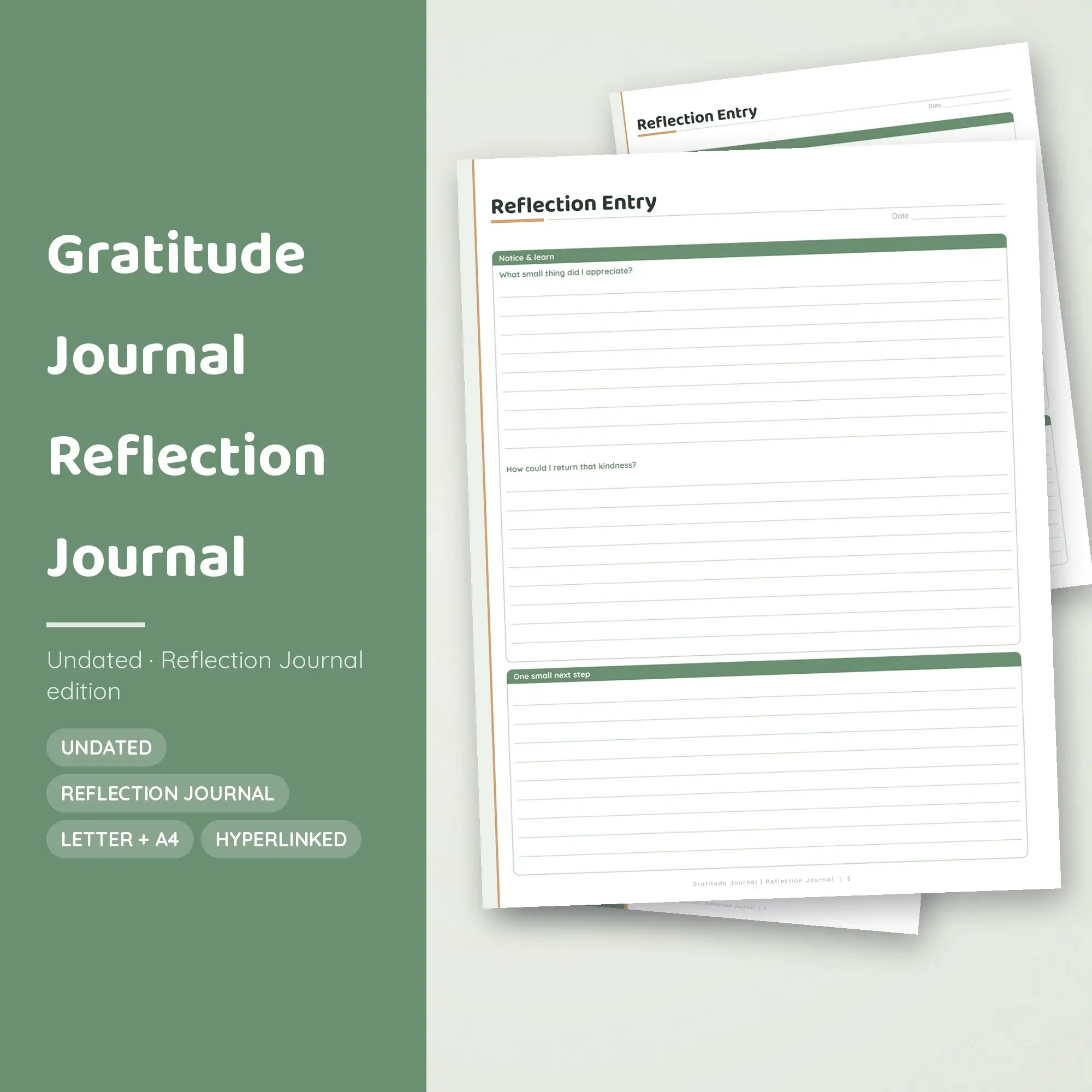 Gratitude Journal Reflection Journal Planner PDF - Sage preview