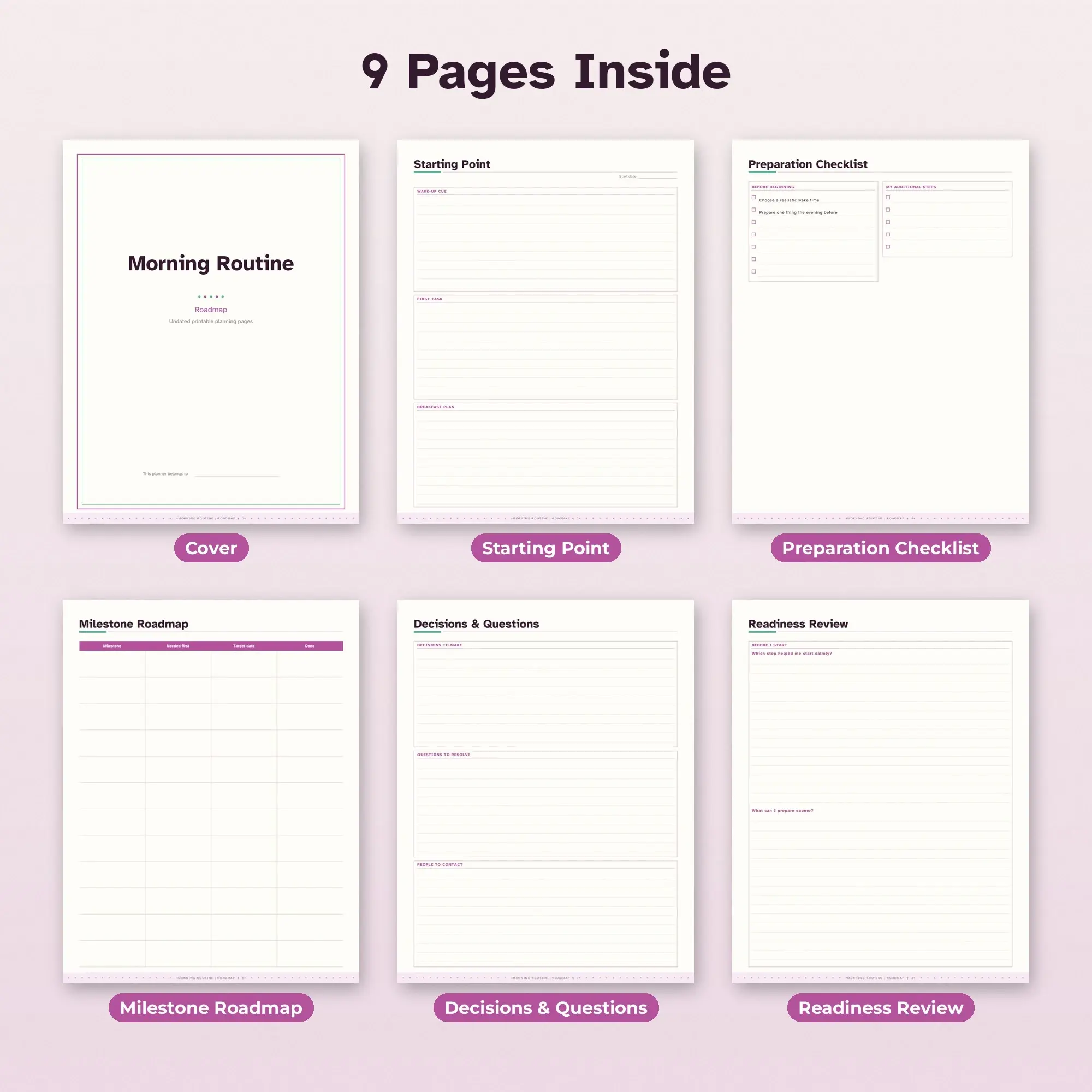 Morning Routine Roadmap Planner PDF - Orchid, preview 2 of 2
