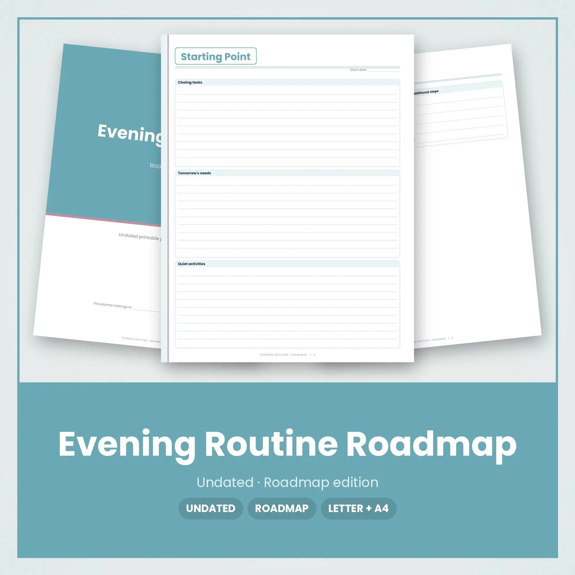 Evening Routine Roadmap Planner PDF - Glacier preview