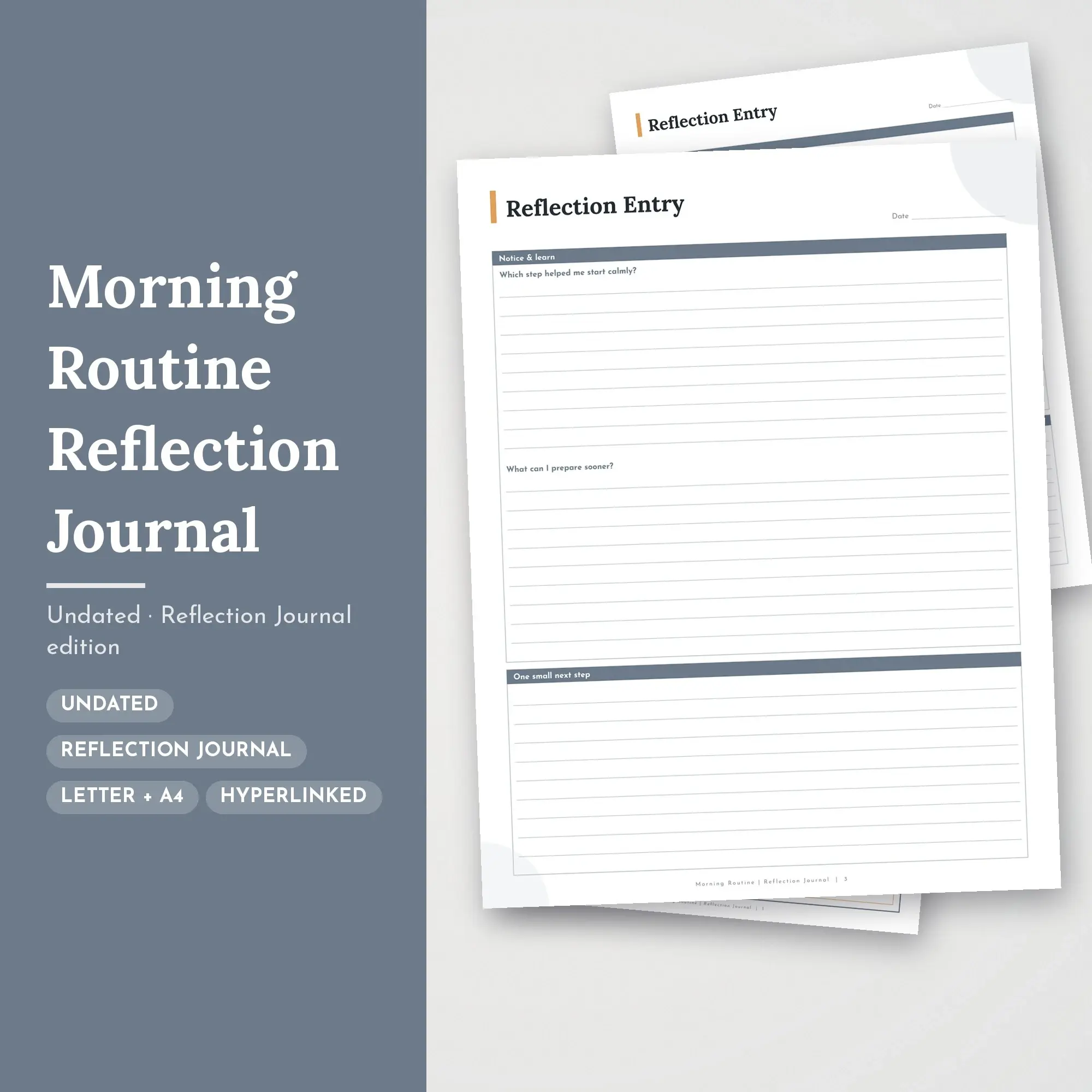 Morning Routine Reflection Journal Planner PDF - Pewter preview