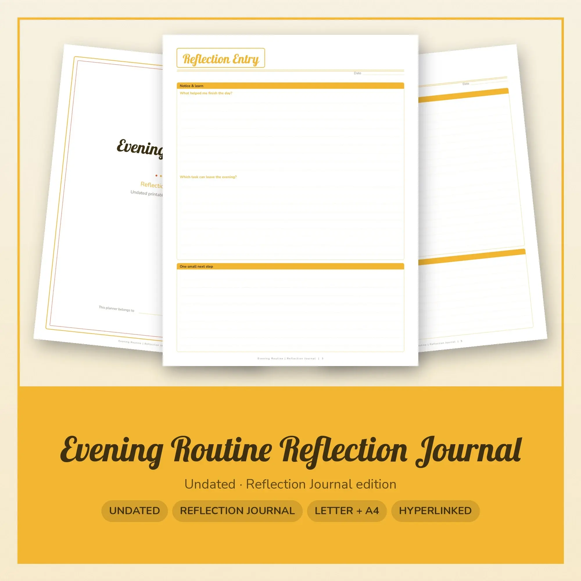 Evening Routine Reflection Journal Planner PDF - Sunshine preview