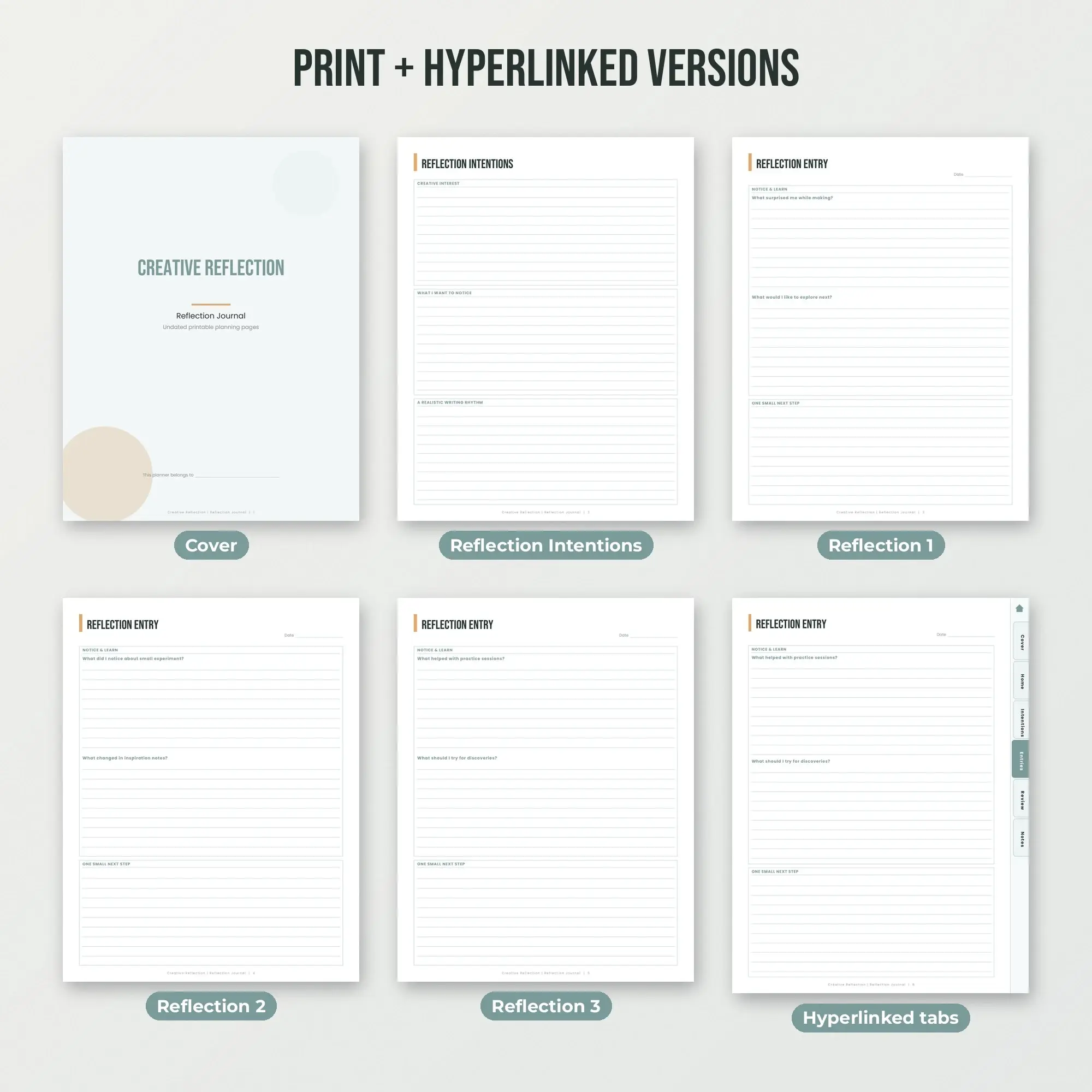 Creative Reflection Reflection Journal Planner PDF - Seafoam, preview 2 of 2