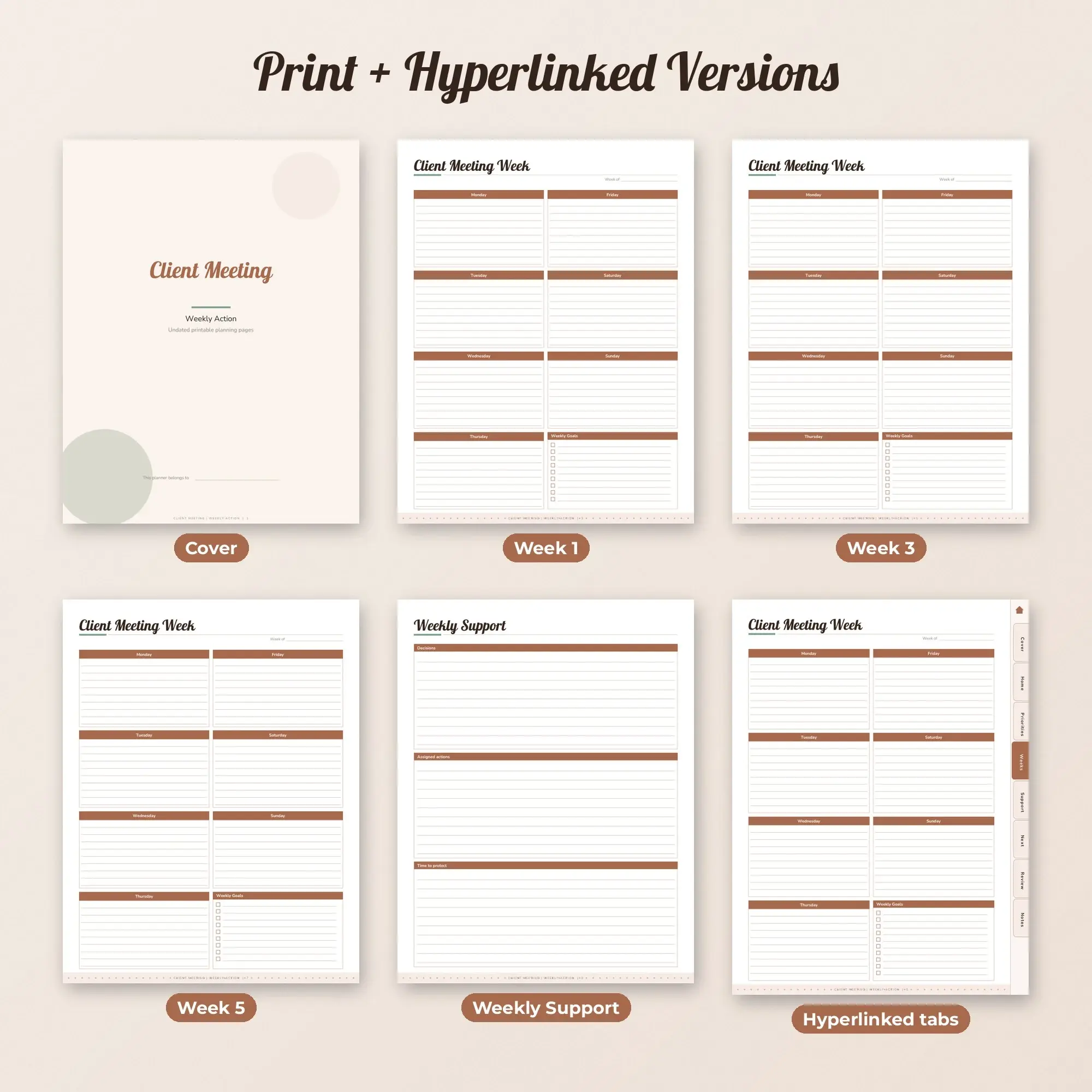 Client Meeting Weekly Action Planner PDF - Clay, preview 2 of 2