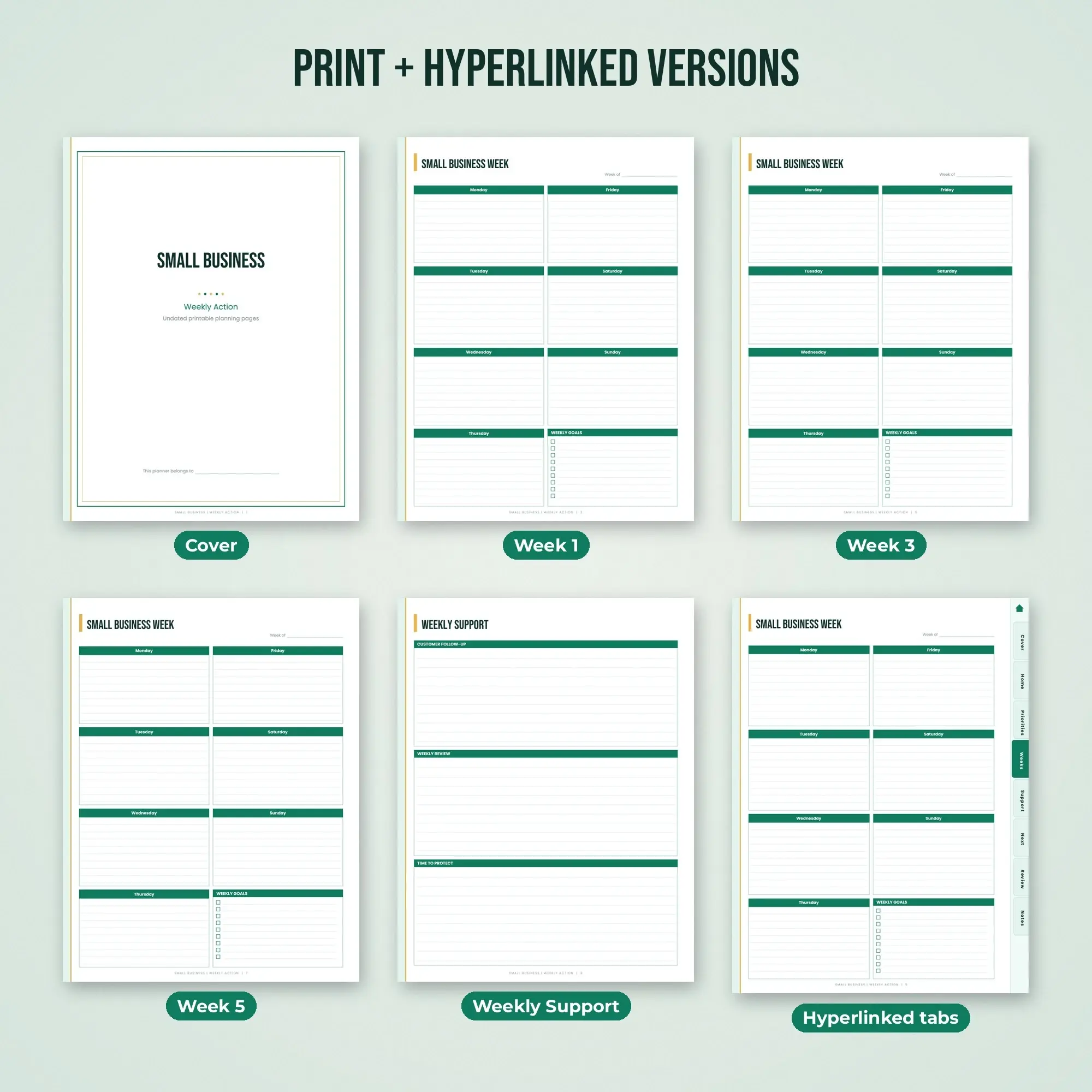 Small Business Weekly Action Planner PDF - Emerald, preview 2 of 2