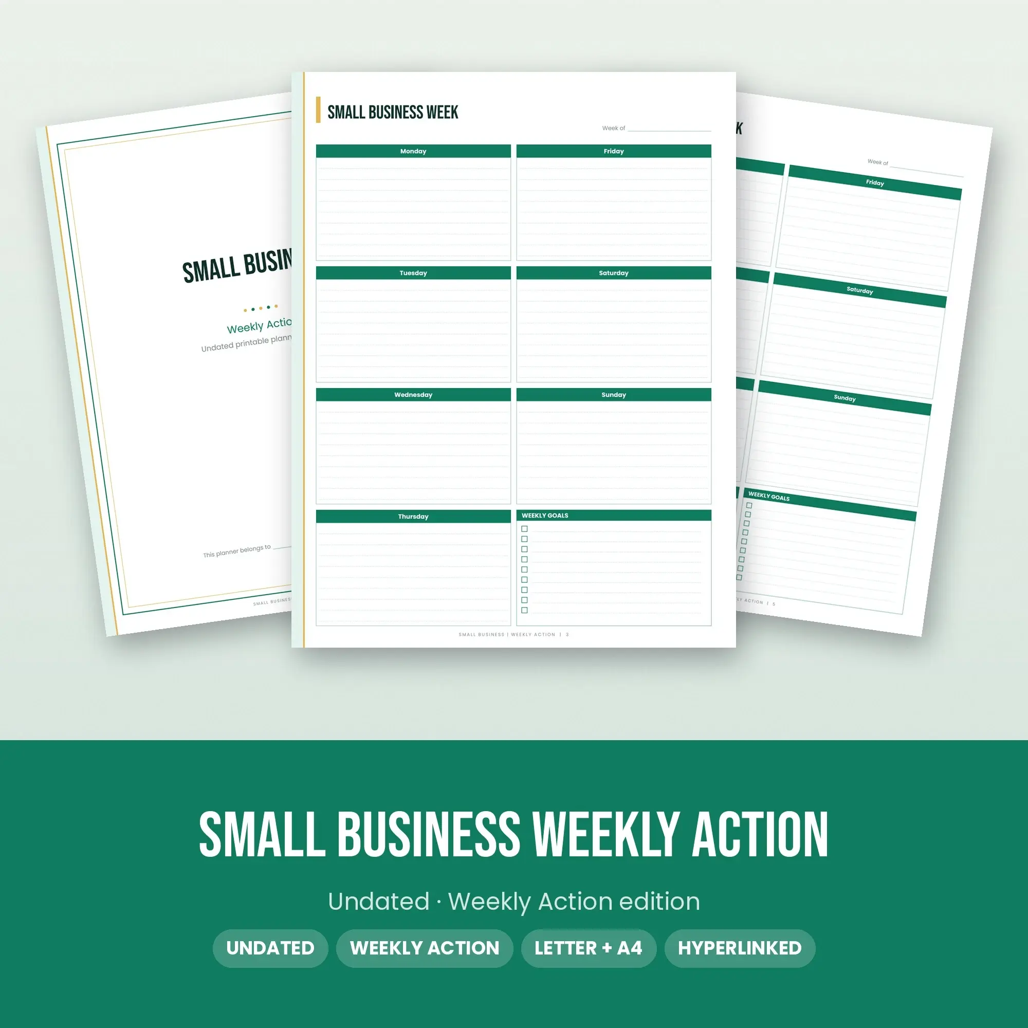 Small Business Weekly Action Planner PDF - Emerald, preview 1 of 2